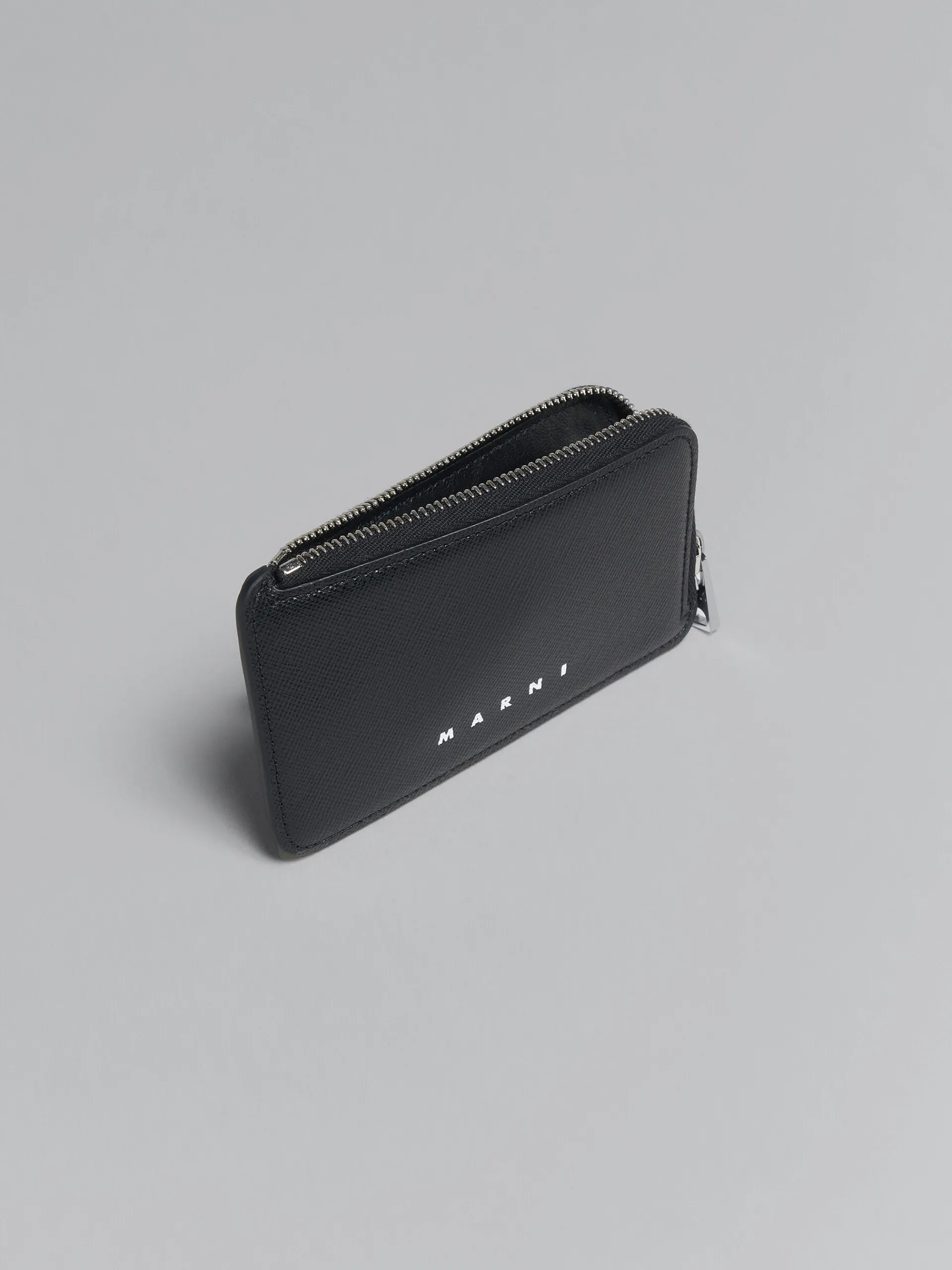 Wallets & Small Leather Goods>Marni Blue And Black Saffiano Leather Zip-around Card Case BLACK/BLUBLACK