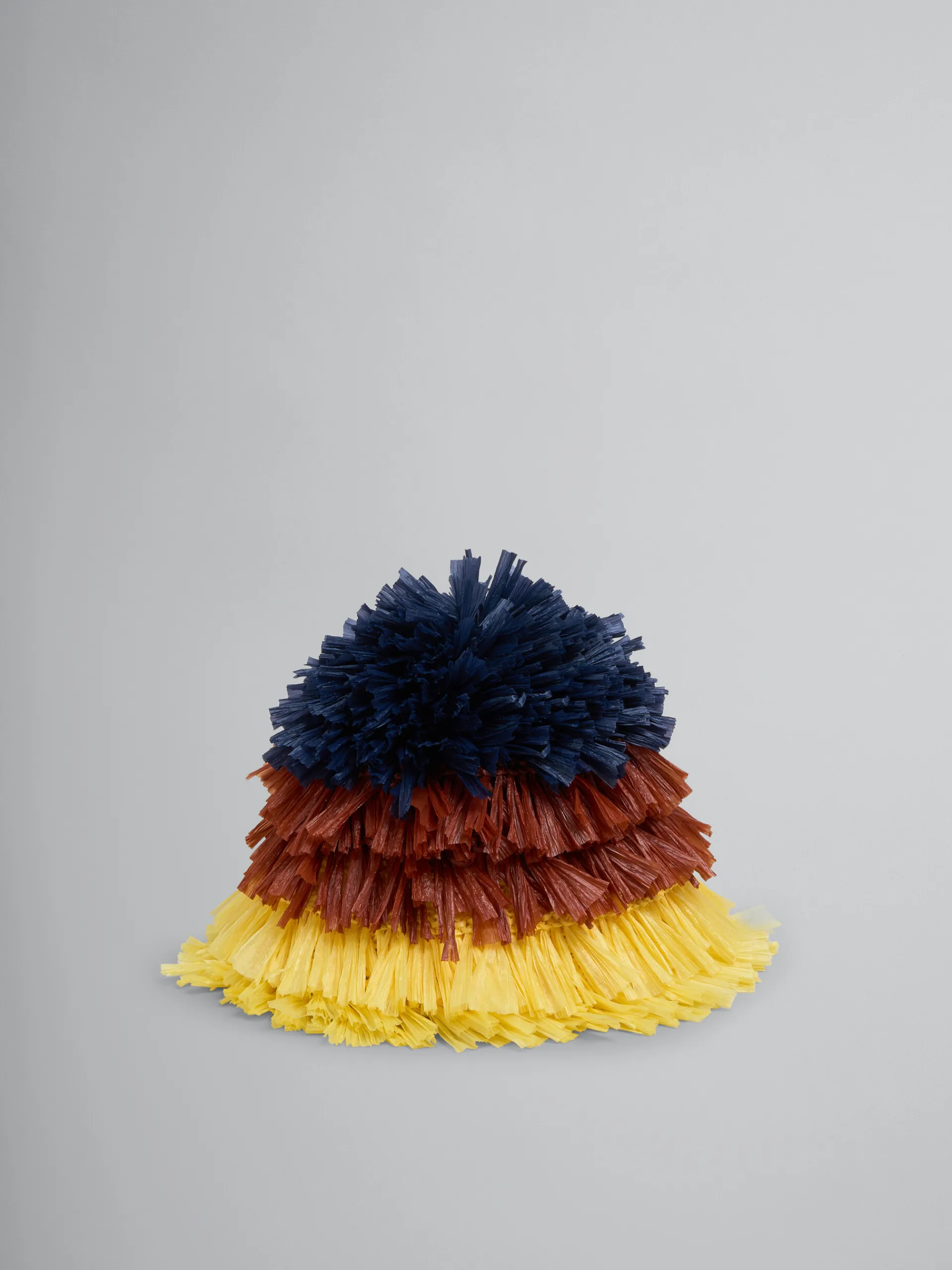 Hats>Marni Blue Brown And Yellow Raffia-effect Bucket Hat BLUESODALITE