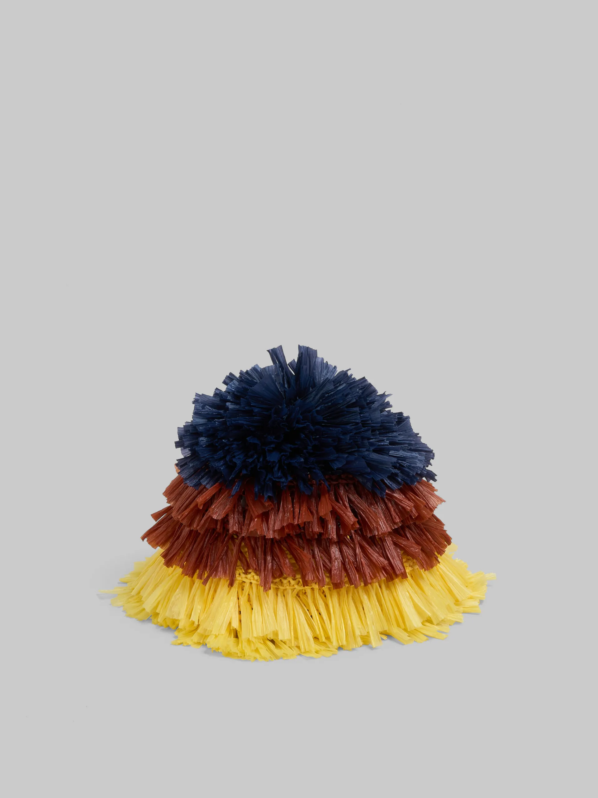 Hats>Marni Blue Brown And Yellow Raffia-effect Bucket Hat BLUESODALITE