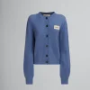 Knitwear>Marni Blue Cashmere Cardigan With Patch OPAL