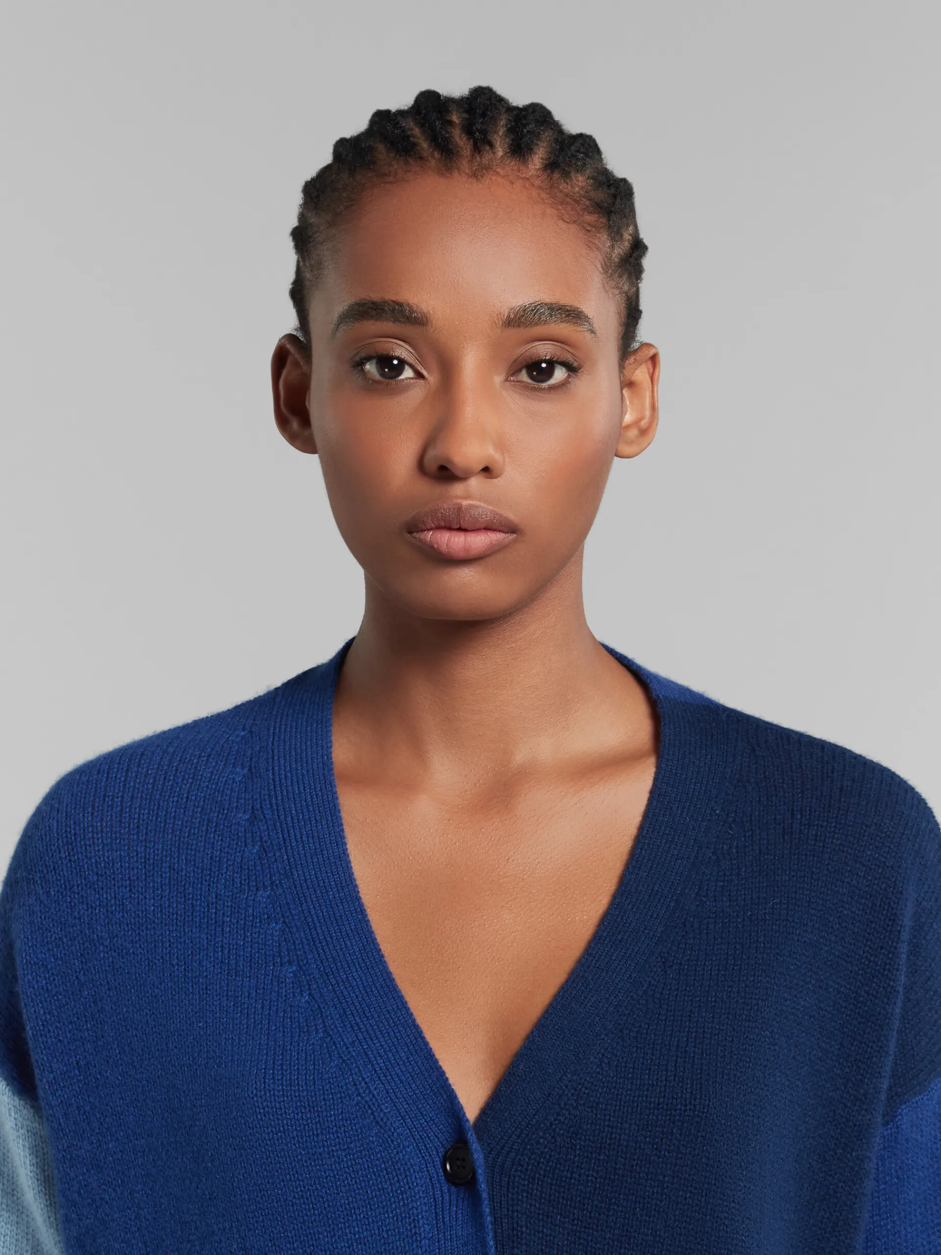 Knitwear>Marni Blue Colour-block Cashmere Cardigan OCEAN
