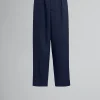 Pants>Marni Blue Cropped Trousers In Tropical Wool BLUBLACK