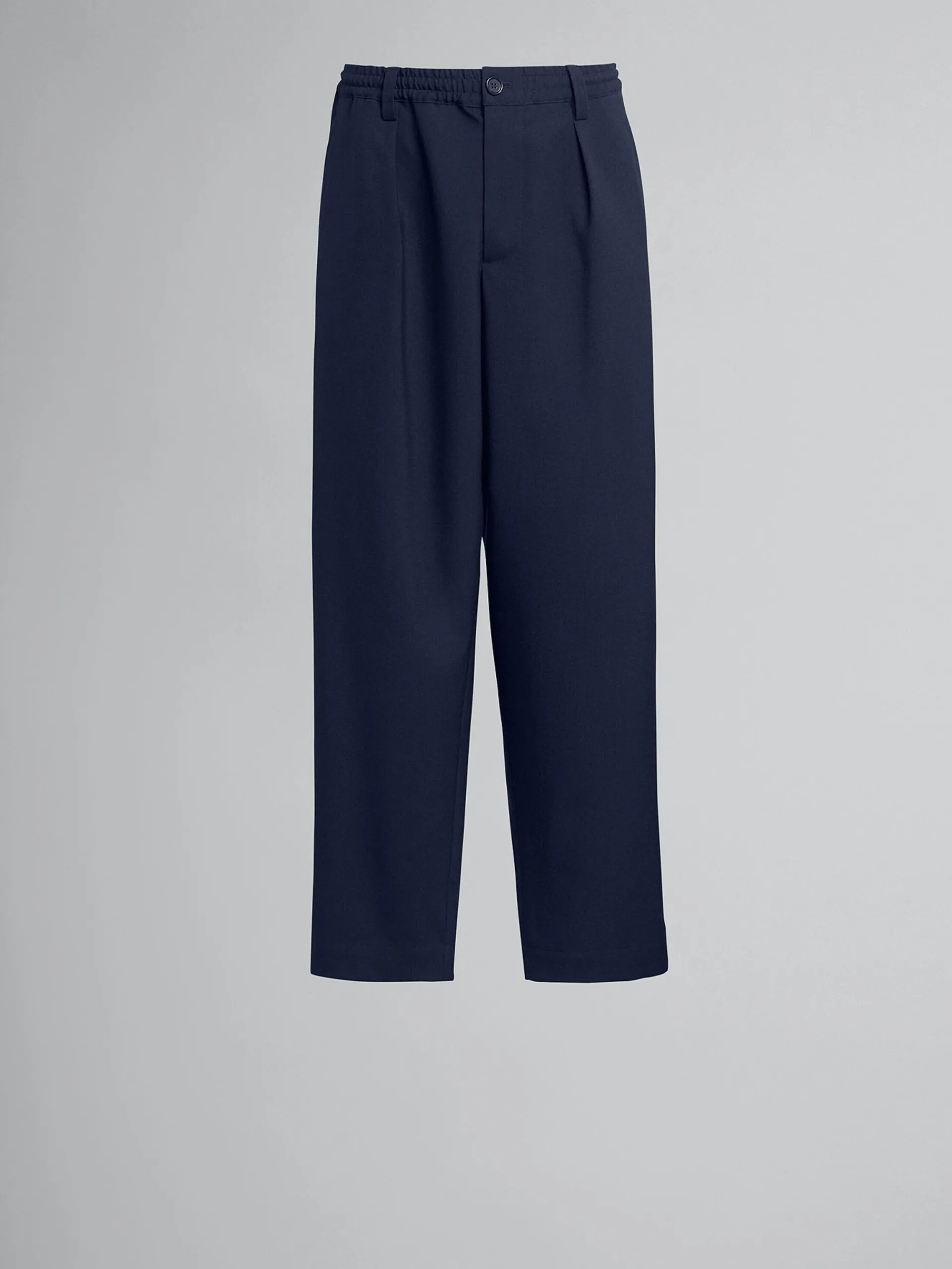 Pants>Marni Blue Cropped Trousers In Tropical Wool BLUBLACK