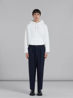 Pants>Marni Blue Cropped Trousers In Tropical Wool BLUBLACK