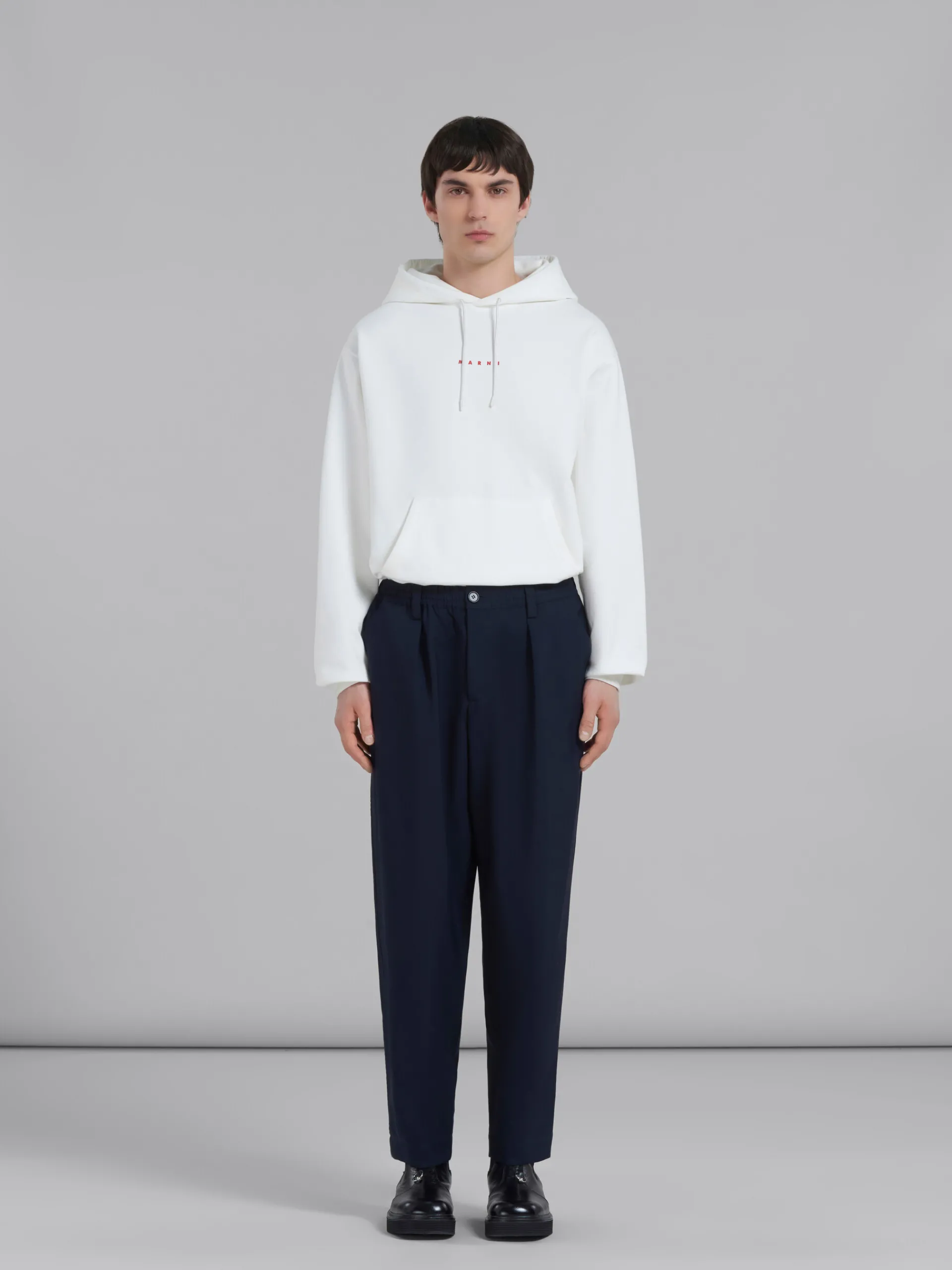 Pants>Marni Blue Cropped Trousers In Tropical Wool BLUBLACK