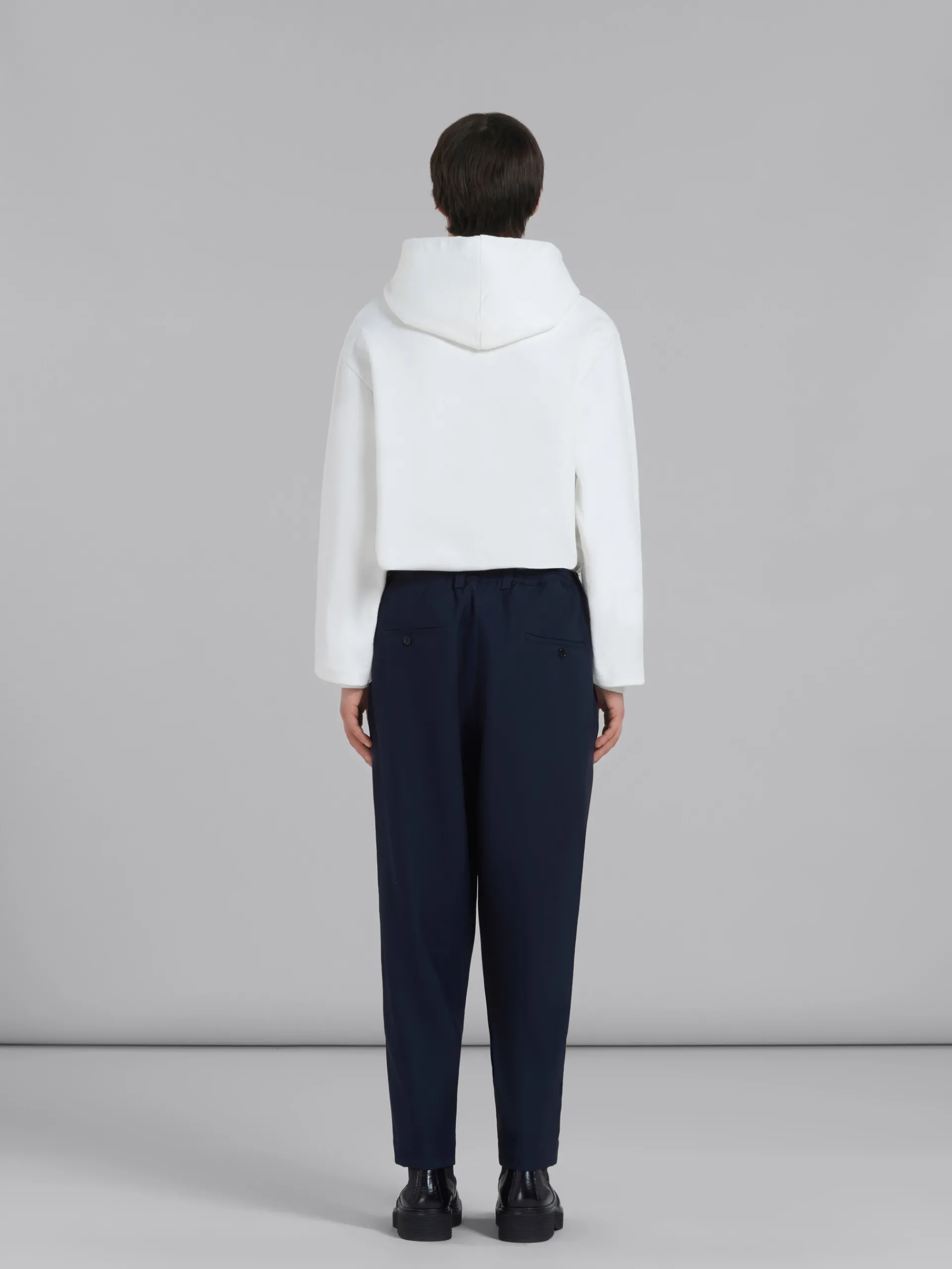 Pants>Marni Blue Cropped Trousers In Tropical Wool BLUBLACK