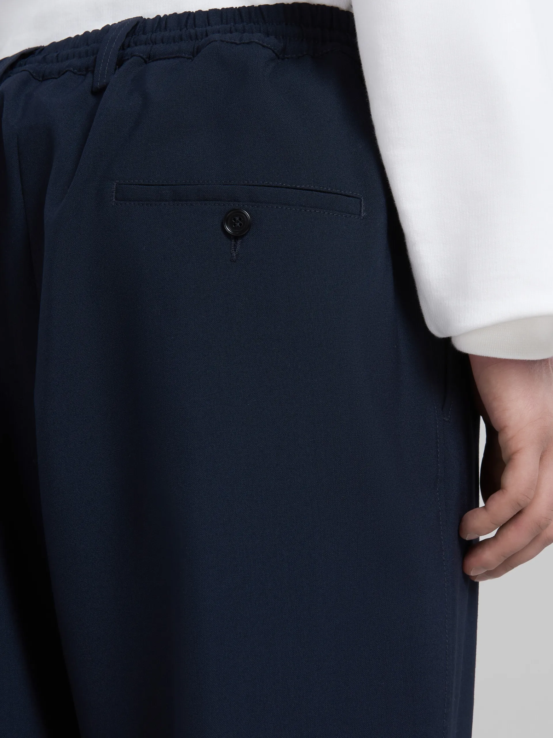 Pants>Marni Blue Cropped Trousers In Tropical Wool BLUBLACK