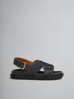 Slides & Sandals | Fussbett>Marni Denim Criss-cross Sandal BLUE