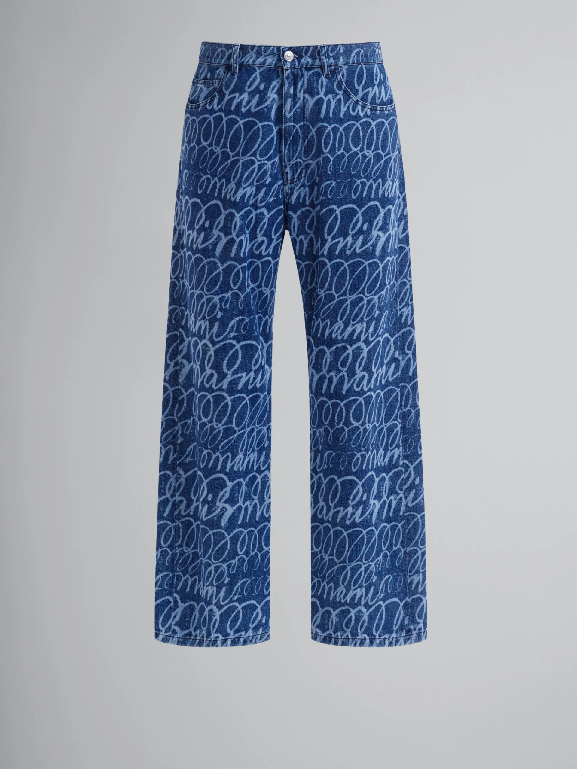 Denim | Pants>Marni Blue Denim Jeans With Bleached Scribble Motif BLUE KYANITE
