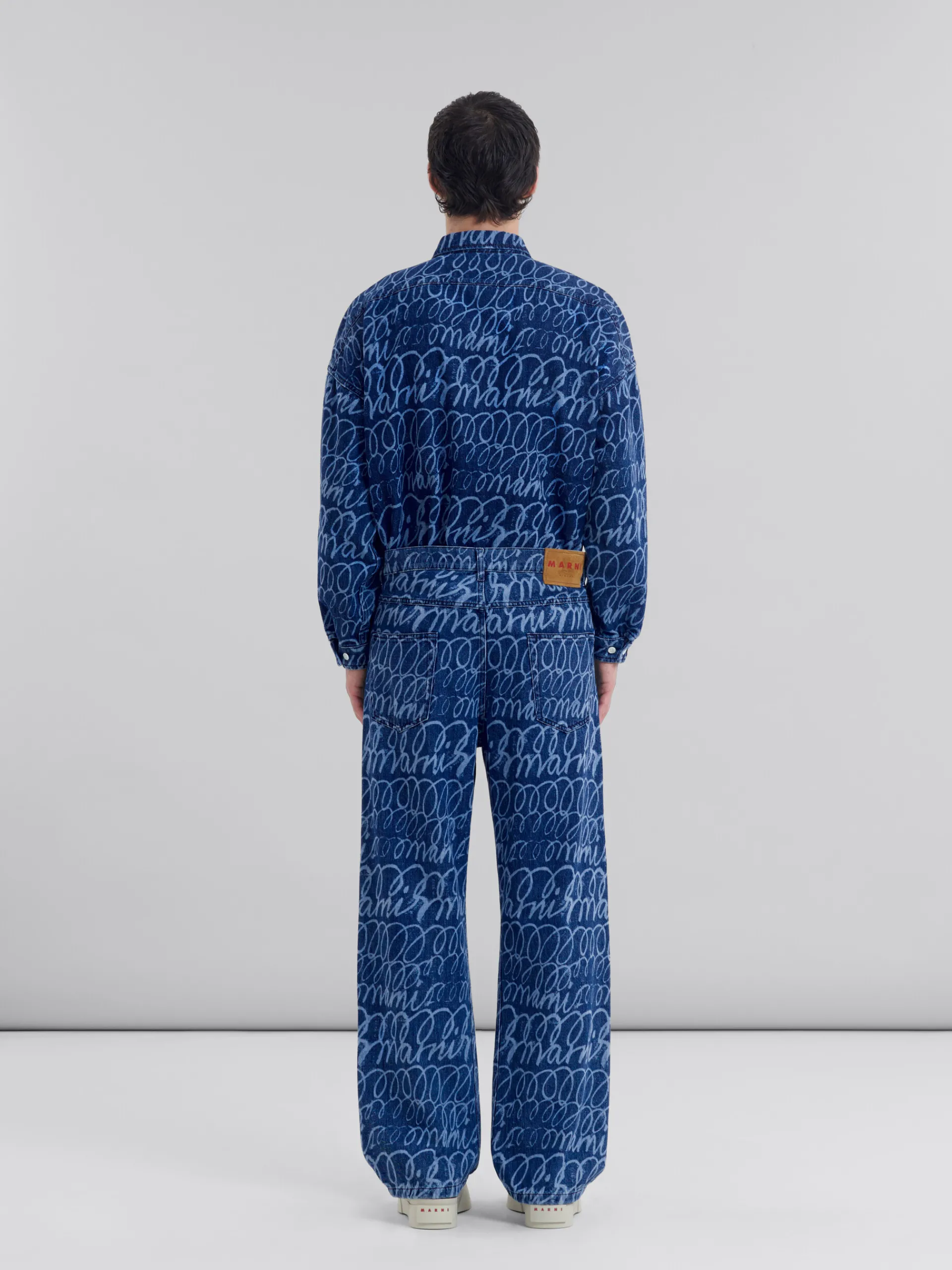 Denim | Pants>Marni Blue Denim Jeans With Bleached Scribble Motif BLUE KYANITE
