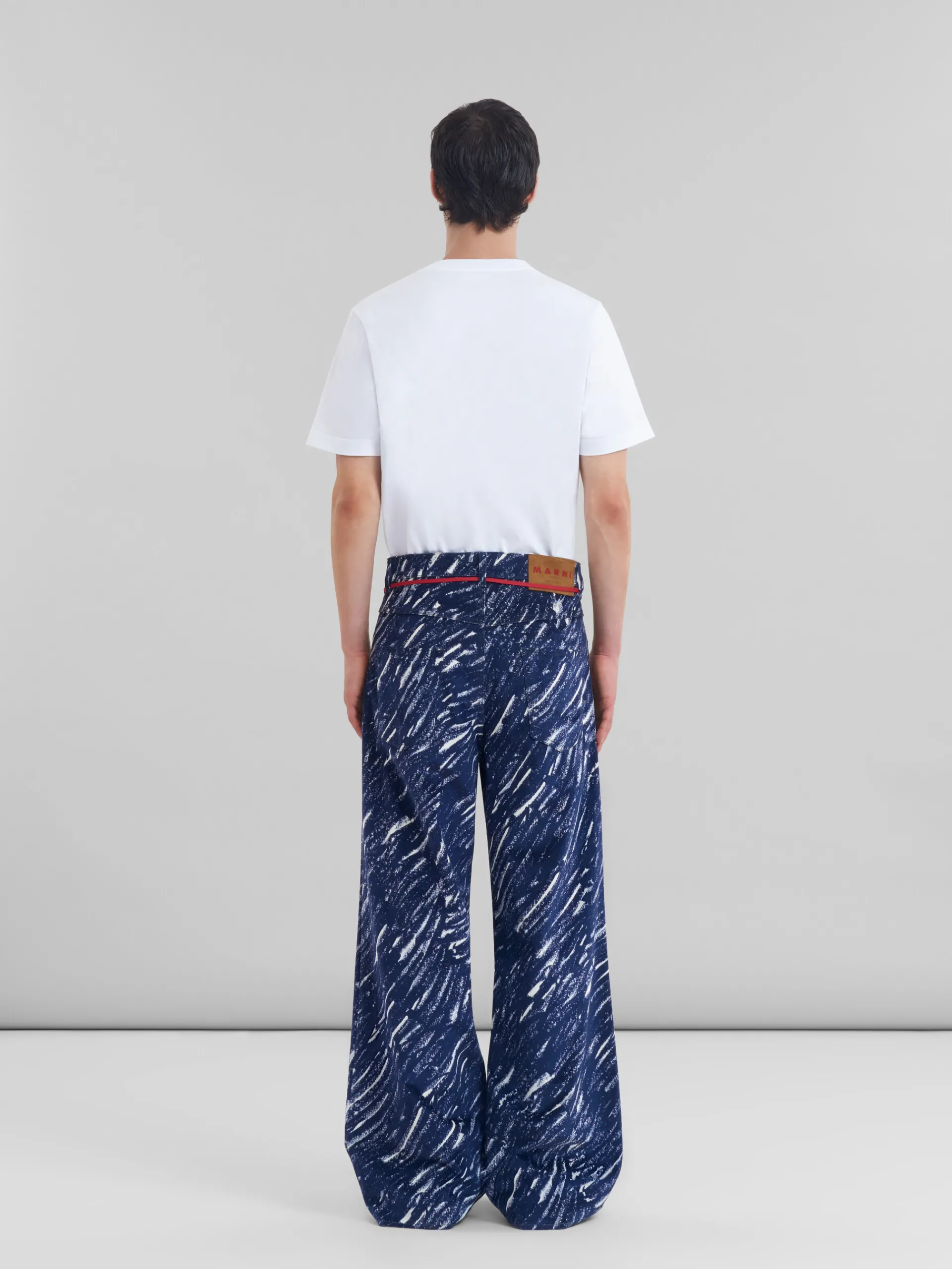 Denim | Pants>Marni Blue Flocked Denim Flared Jeans With Crayon Print TONIC