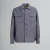 Tops & T-Shirts>Marni Blue Houndstooth Wool Shirt With Pockets ORIONBLUE