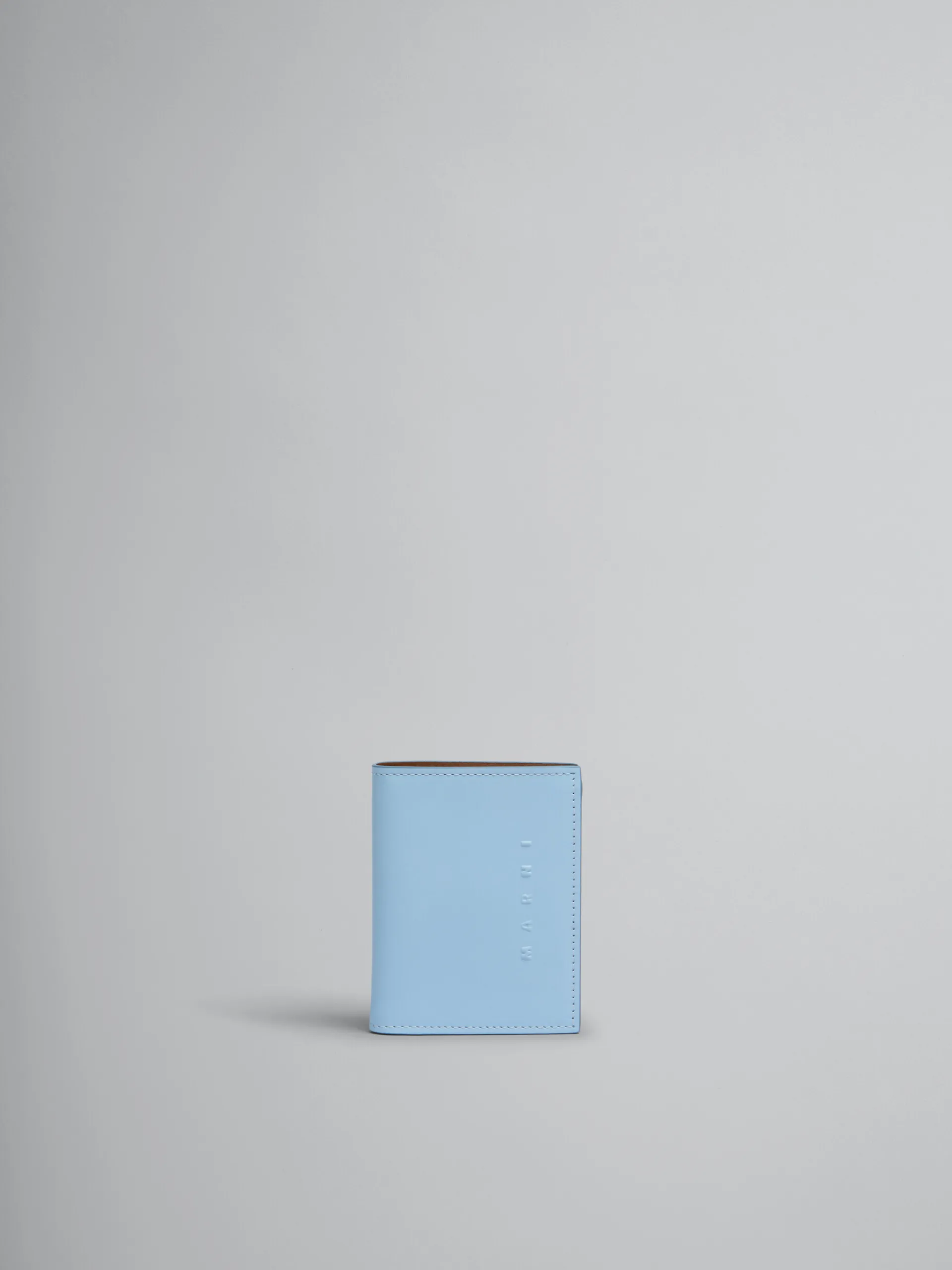 Wallets & Small Leather Goods>Marni Blue Leather Bifold Wallet With Raised Logo LIGHTBLUE