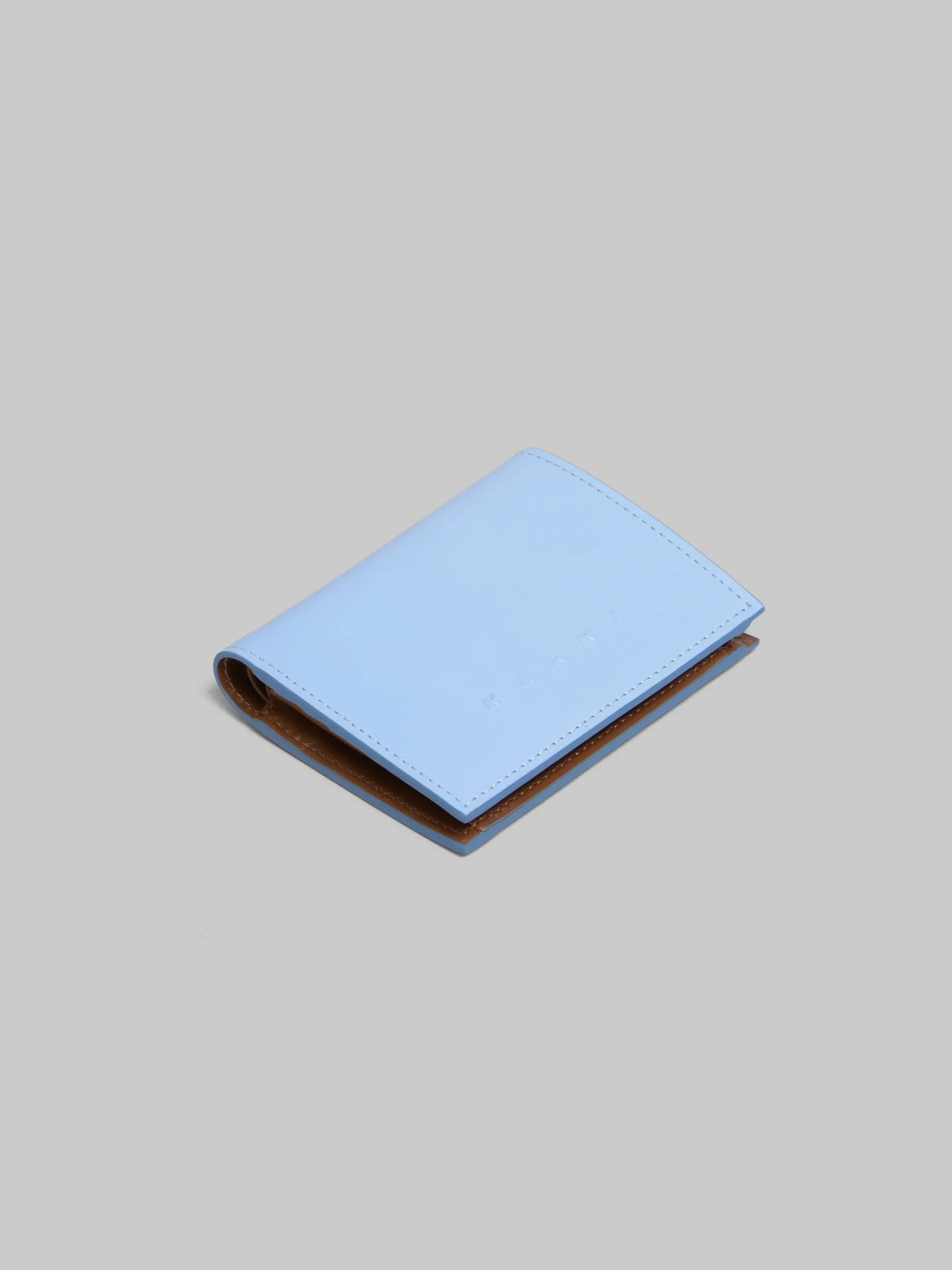 Wallets & Small Leather Goods>Marni Blue Leather Bifold Wallet With Raised Logo LIGHTBLUE