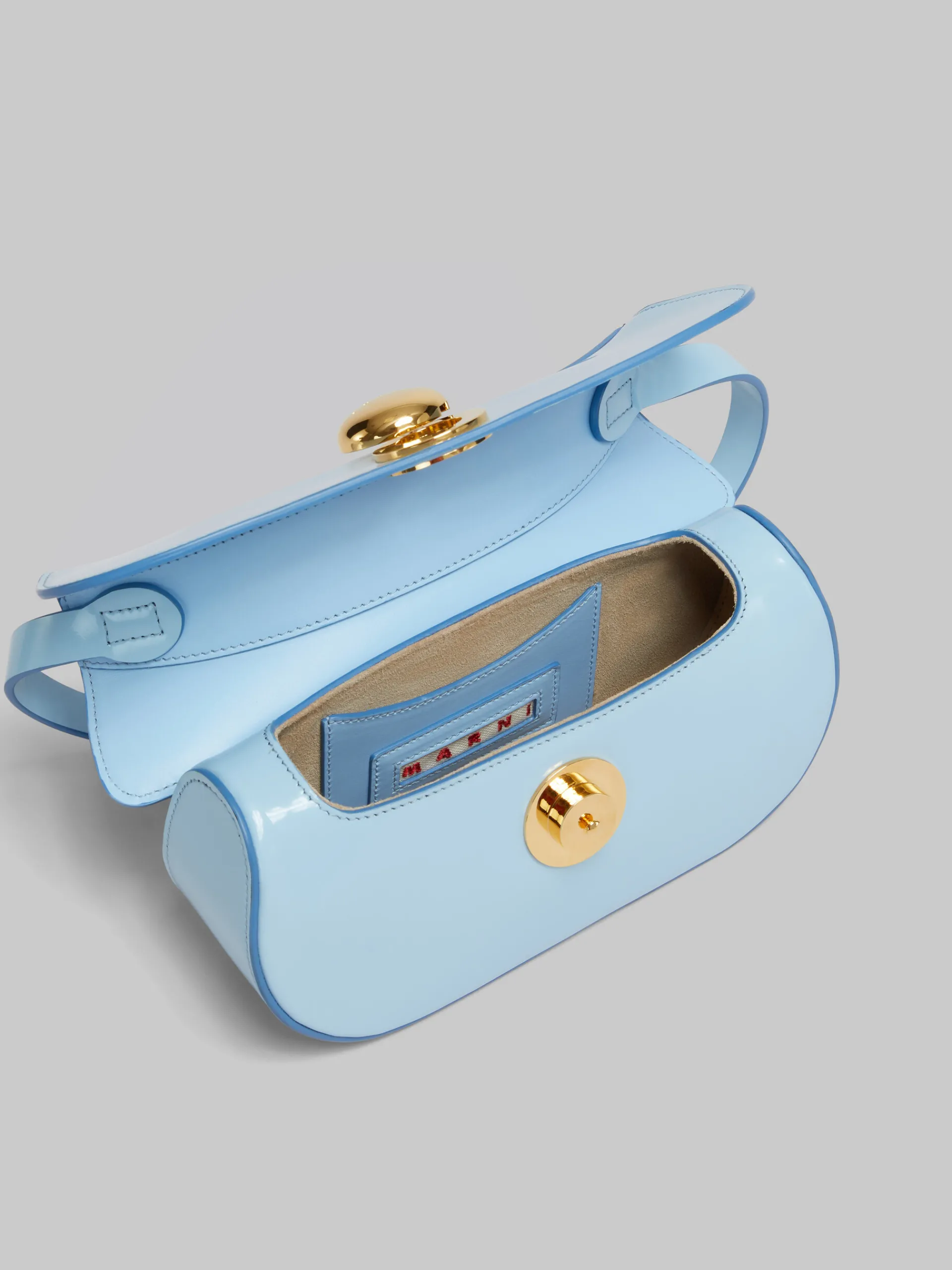 Shoulder Bags>Marni Blue Leather Butterfly Small Hobo Bag LIGHTBLUE