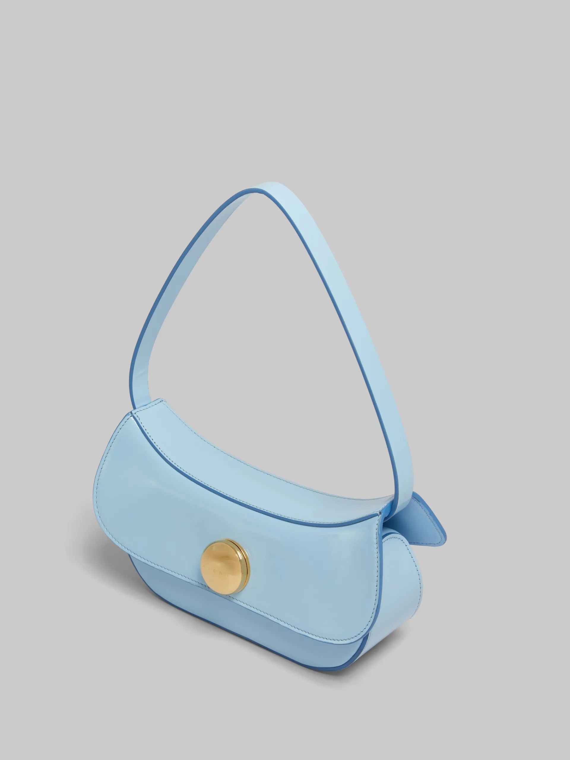Shoulder Bags>Marni Blue Leather Butterfly Small Hobo Bag LIGHTBLUE