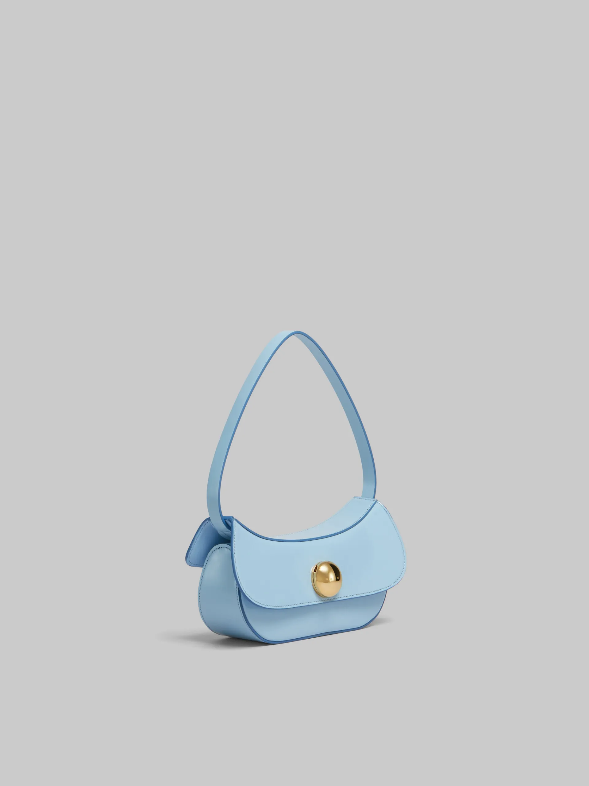 Shoulder Bags>Marni Blue Leather Butterfly Small Hobo Bag LIGHTBLUE