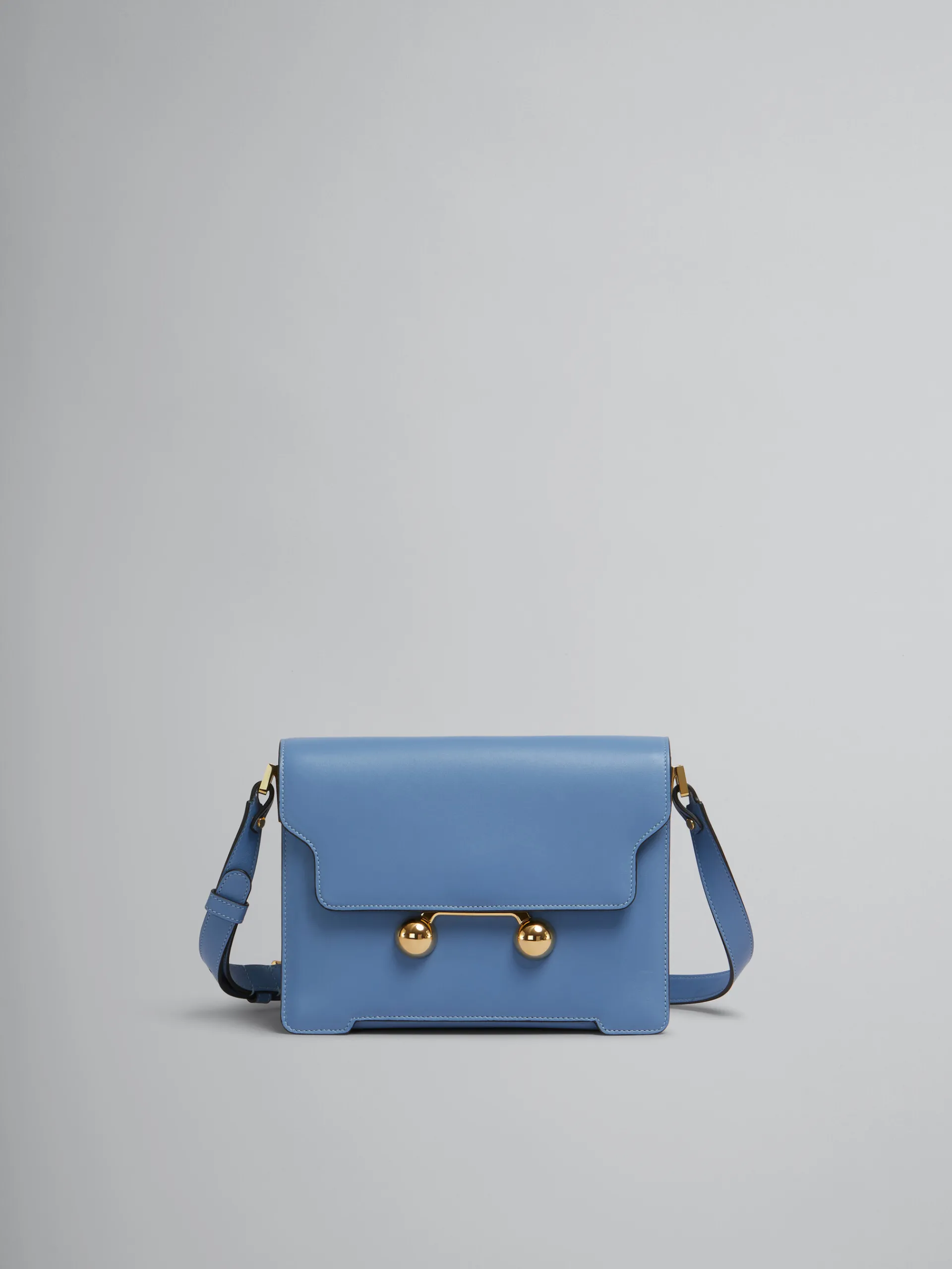 Trunkaroo Bag | Shoulder Bags>Marni Blue Leather Trunkaroo Medium Shoulder Bag OPAL