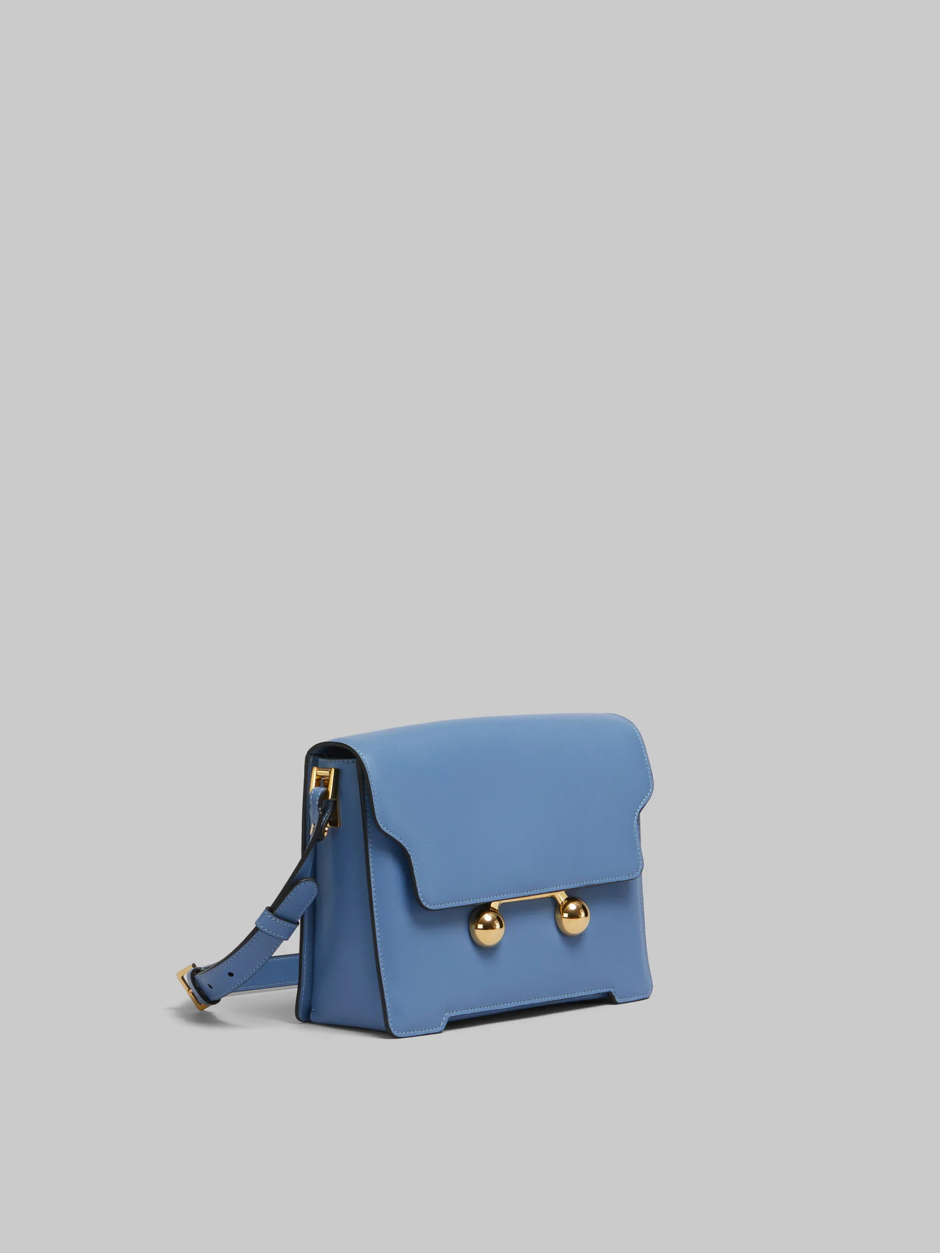 Trunkaroo Bag | Shoulder Bags>Marni Blue Leather Trunkaroo Medium Shoulder Bag OPAL