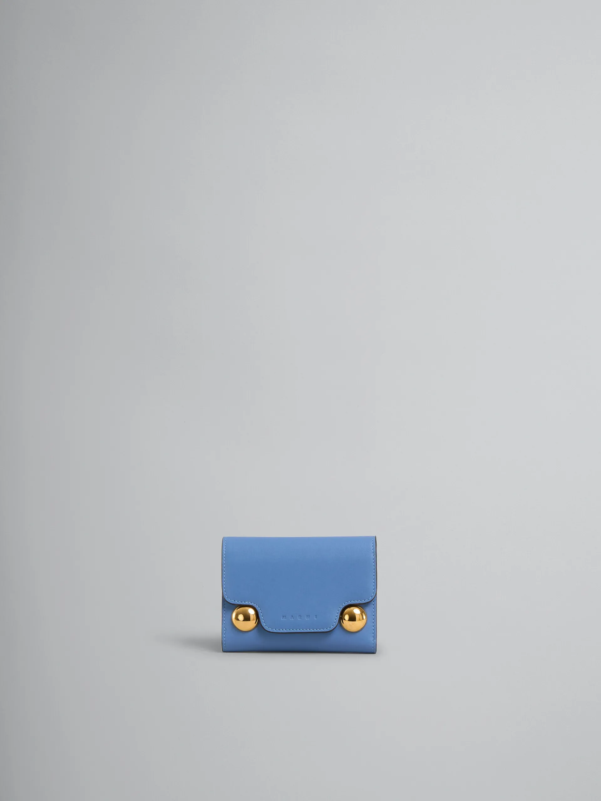 Wallets & Small Leather Goods>Marni Blue Leather Trunkaroo Trifold Wallet OPAL