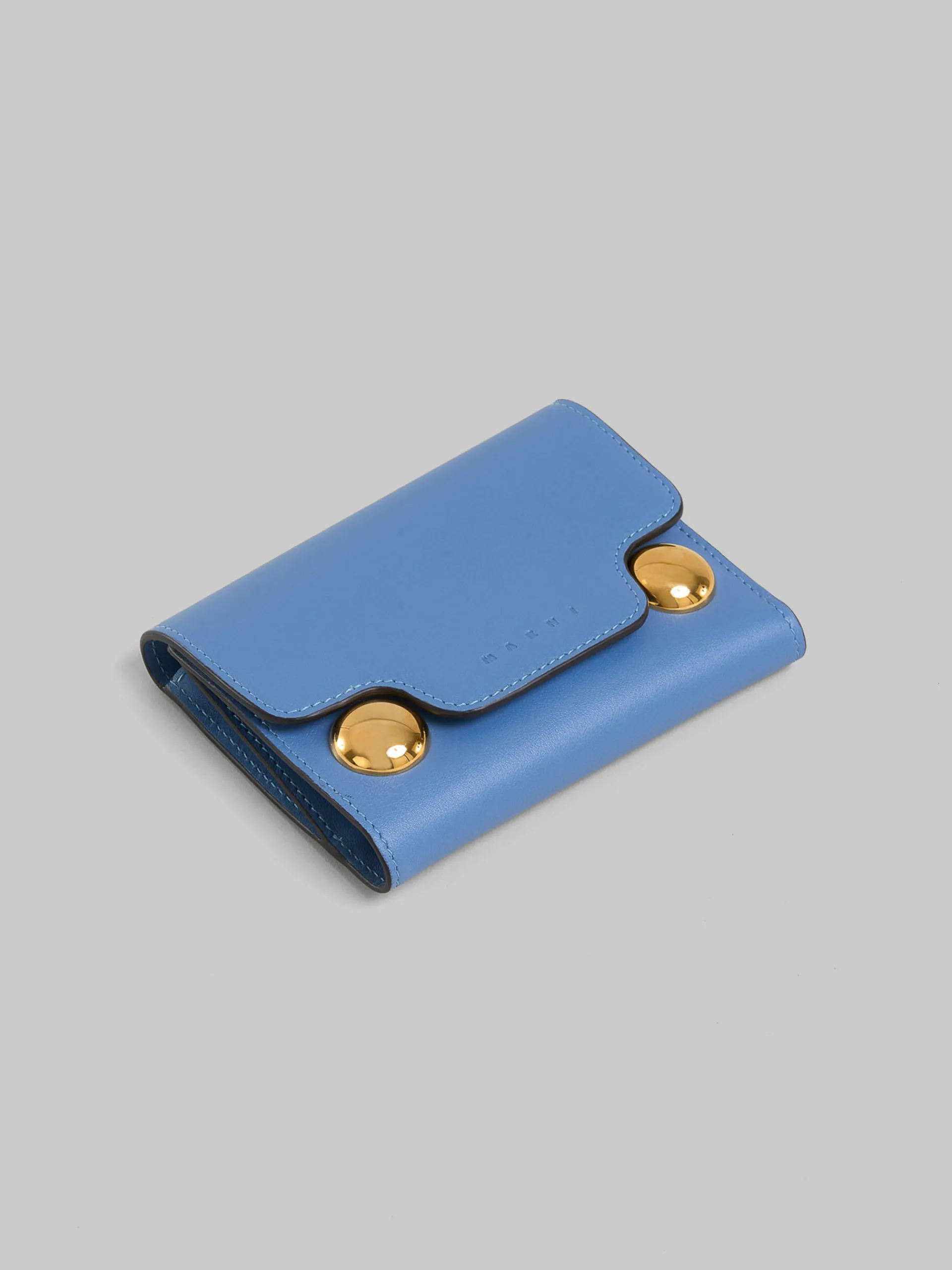 Wallets & Small Leather Goods>Marni Blue Leather Trunkaroo Trifold Wallet OPAL
