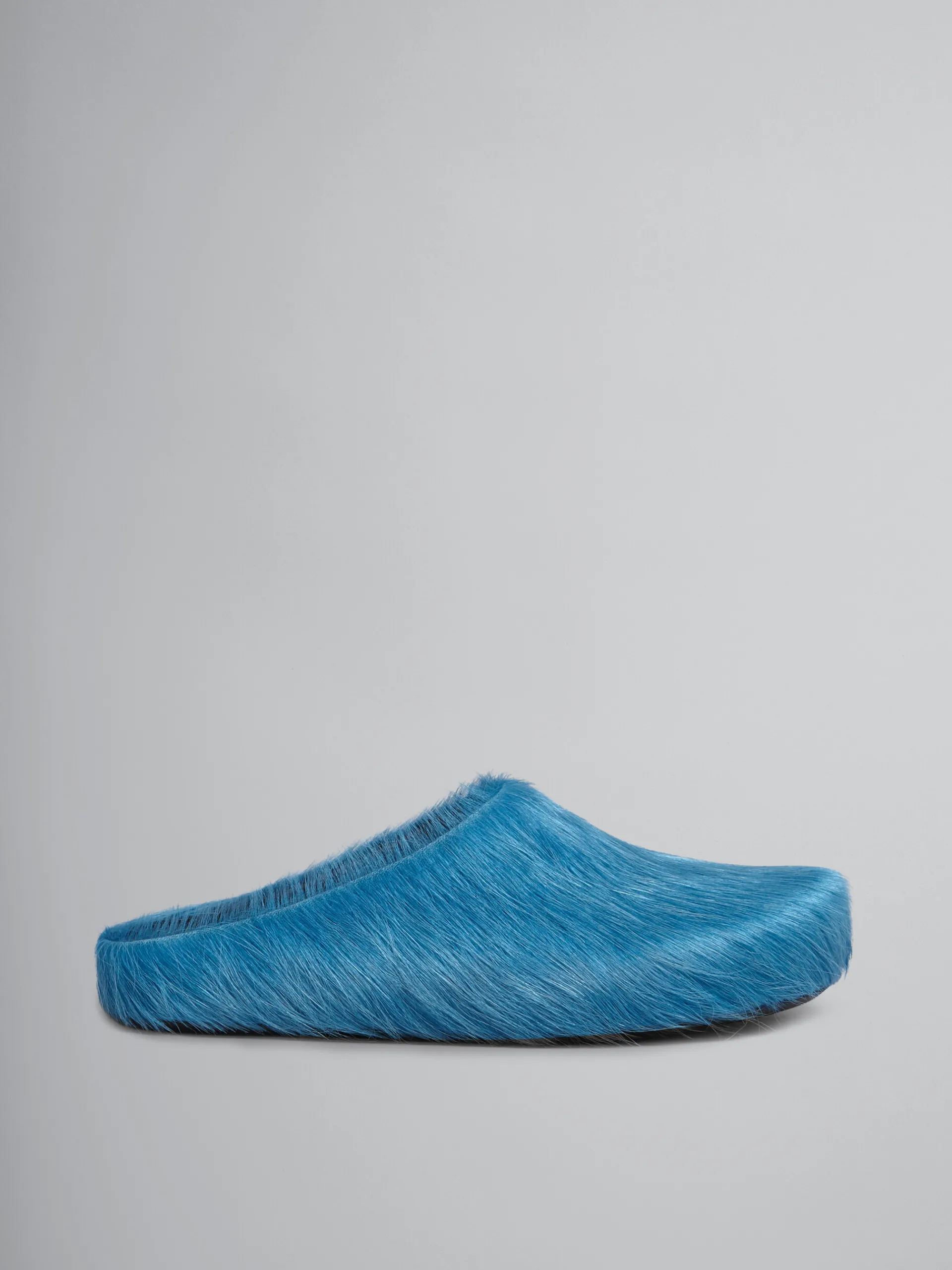 Fussbett Sabot>Marni Blue Long Hair Calfskin Fussbett Sabot MINERALBLUE