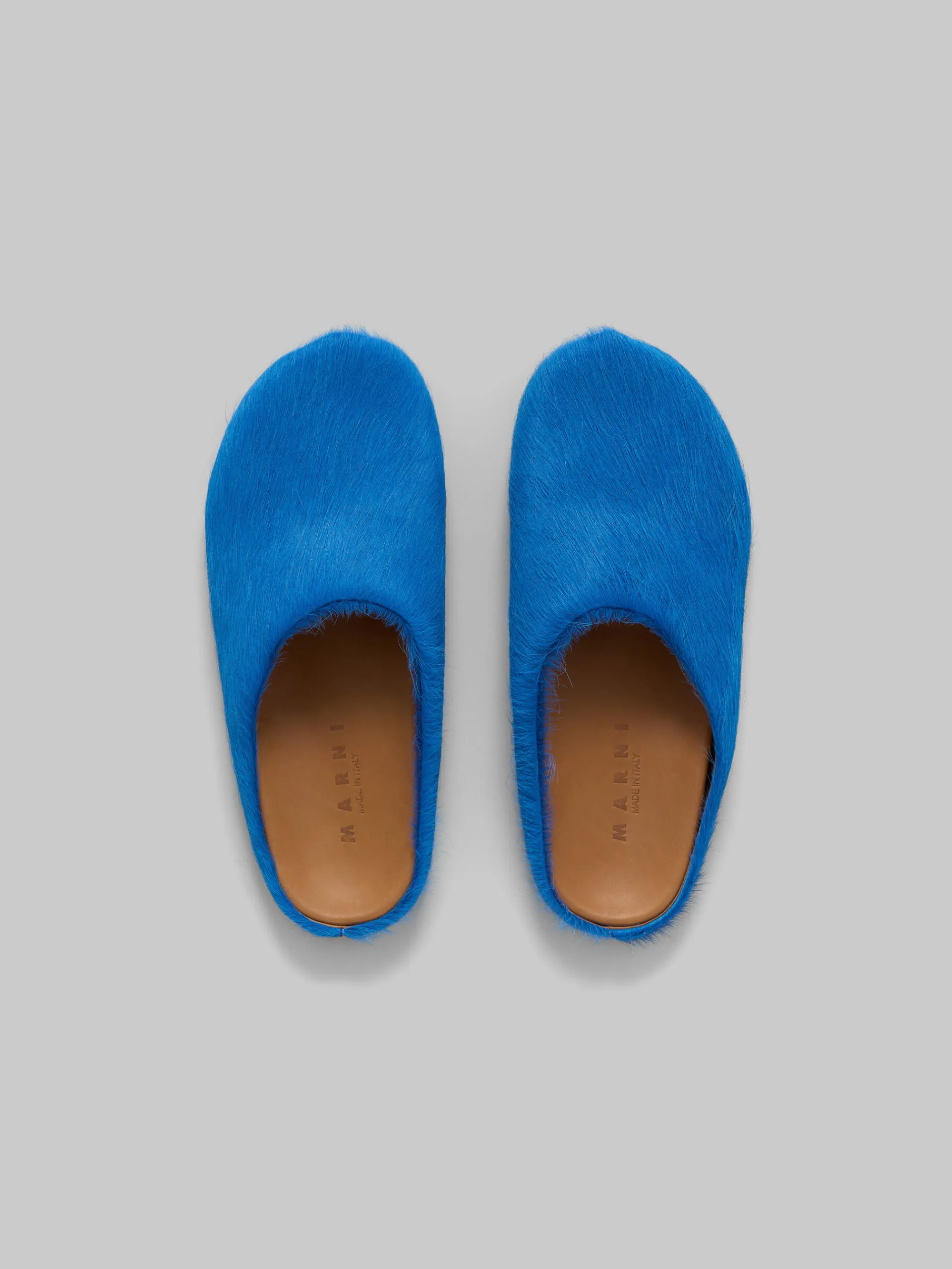 Fussbett Sabot>Marni Blue Long-hair Calfskin Fussbett Sabot MAZARINEBLUE