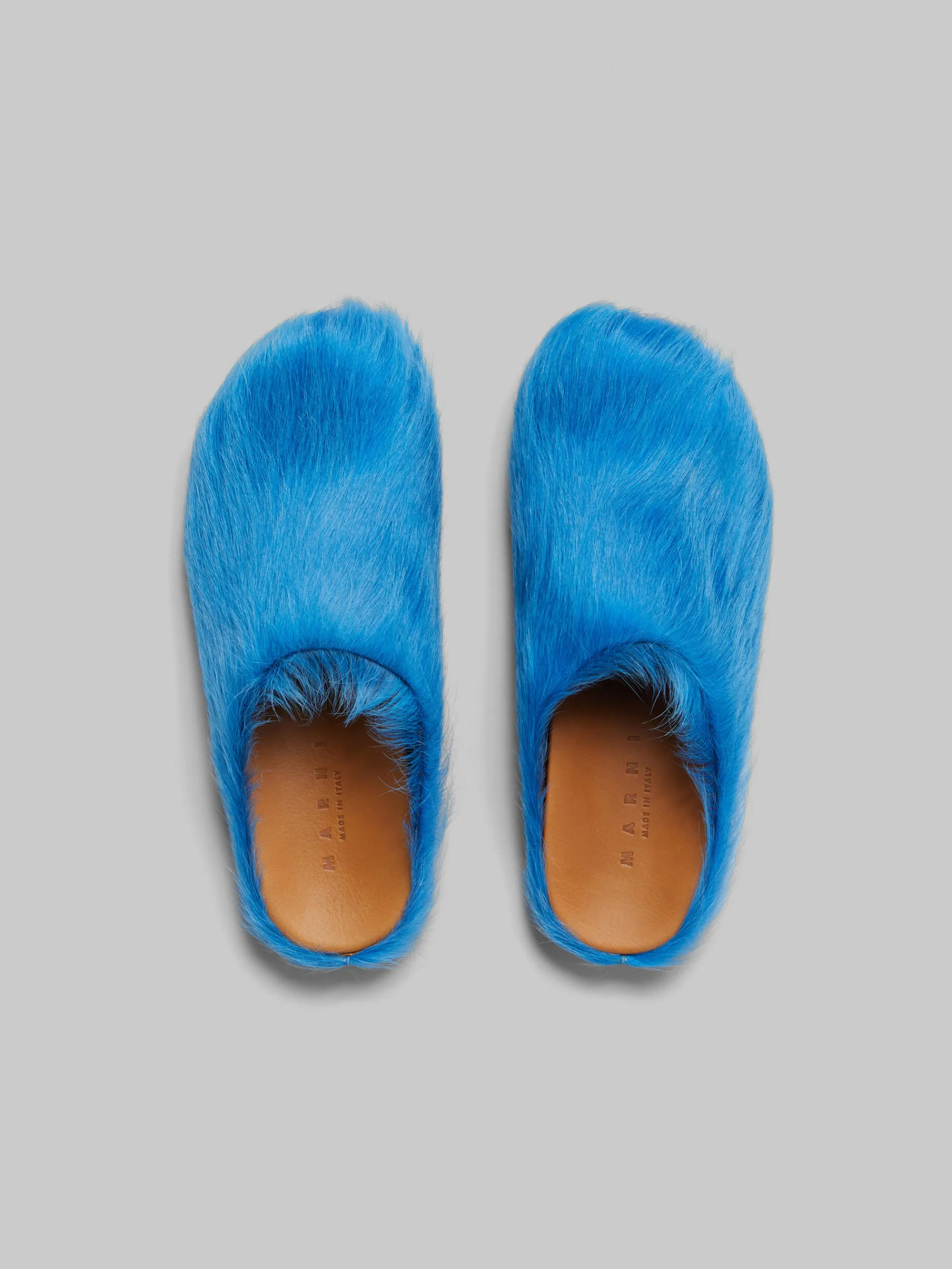 Flats | Fussbett>Marni Blue Long-hair Calfskin Fussbett Sabot ROYAL