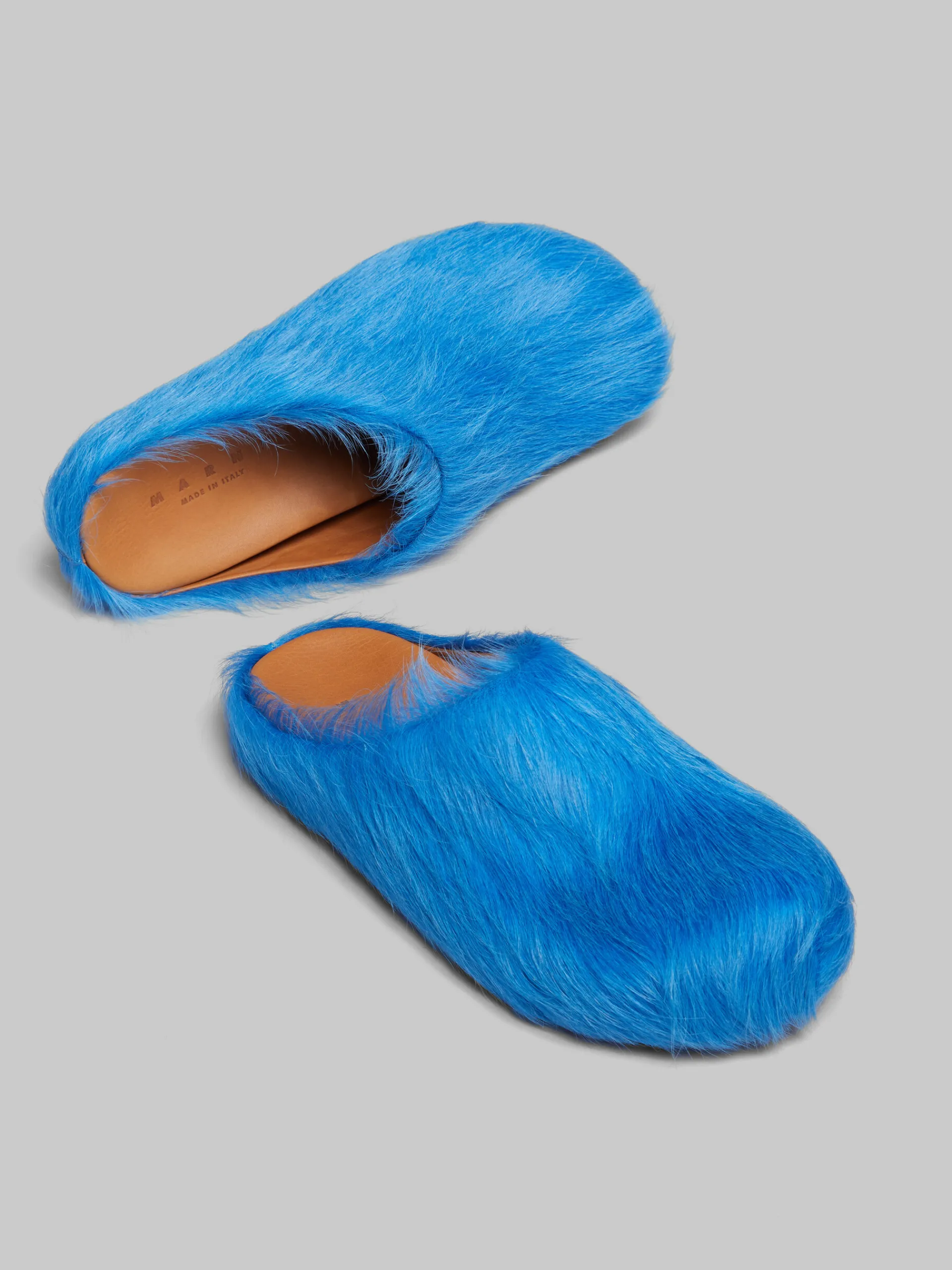 Flats | Fussbett>Marni Blue Long-hair Calfskin Fussbett Sabot ROYAL