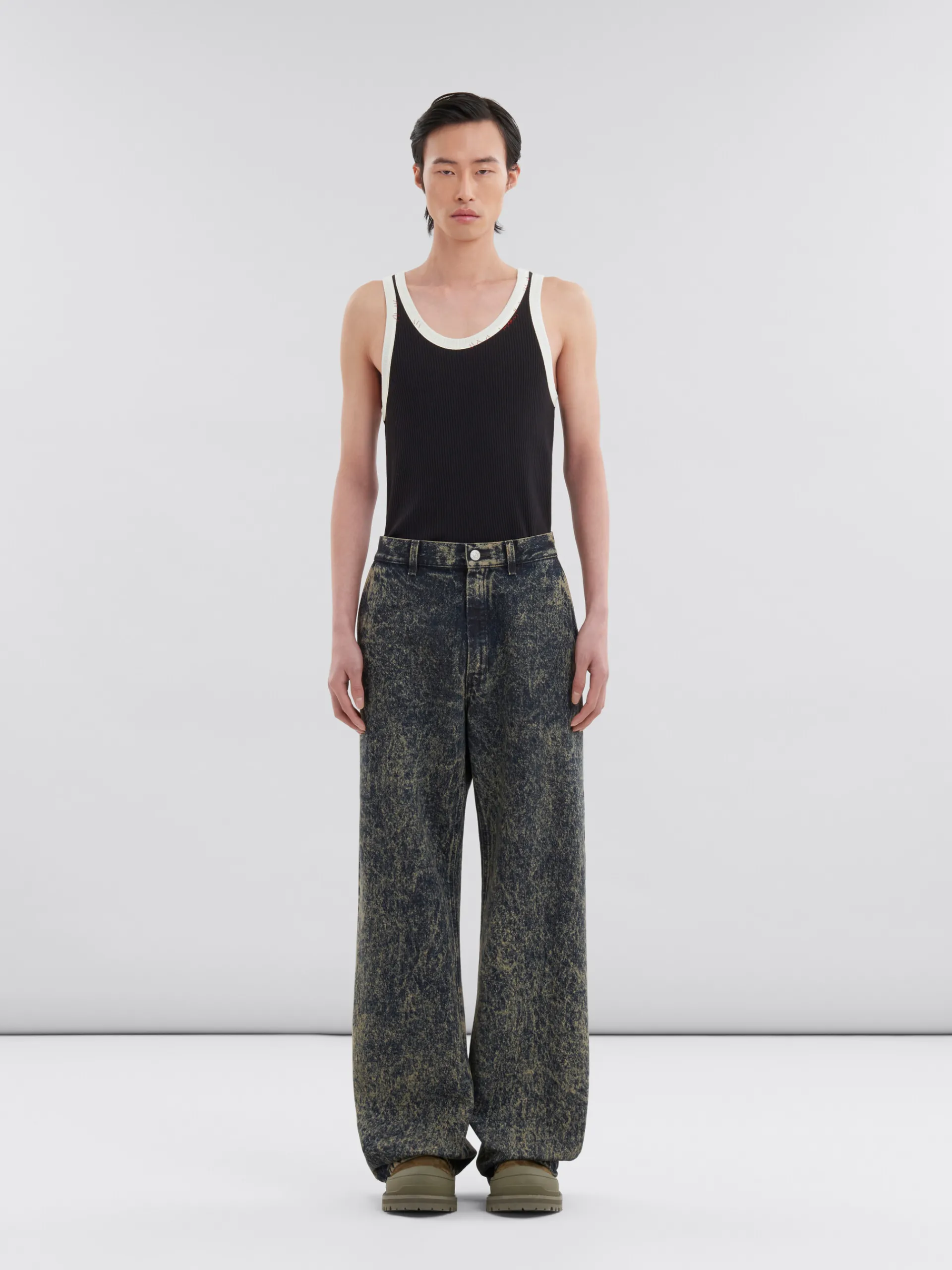 Pants>Marni Blue Marble Denim Straight-leg Jeans NOMAD/BEIGE