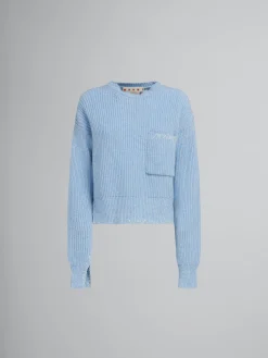 Knitwear>Marni Blue Mouliné Jumper With Mending ILLUSIONBLUE