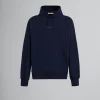 Sweatshirts>Marni Blue Organic Cotton Hoodie With Print BLUMARINE