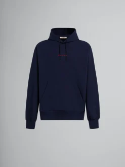 Sweatshirts>Marni Blue Organic Cotton Hoodie With Print BLUMARINE