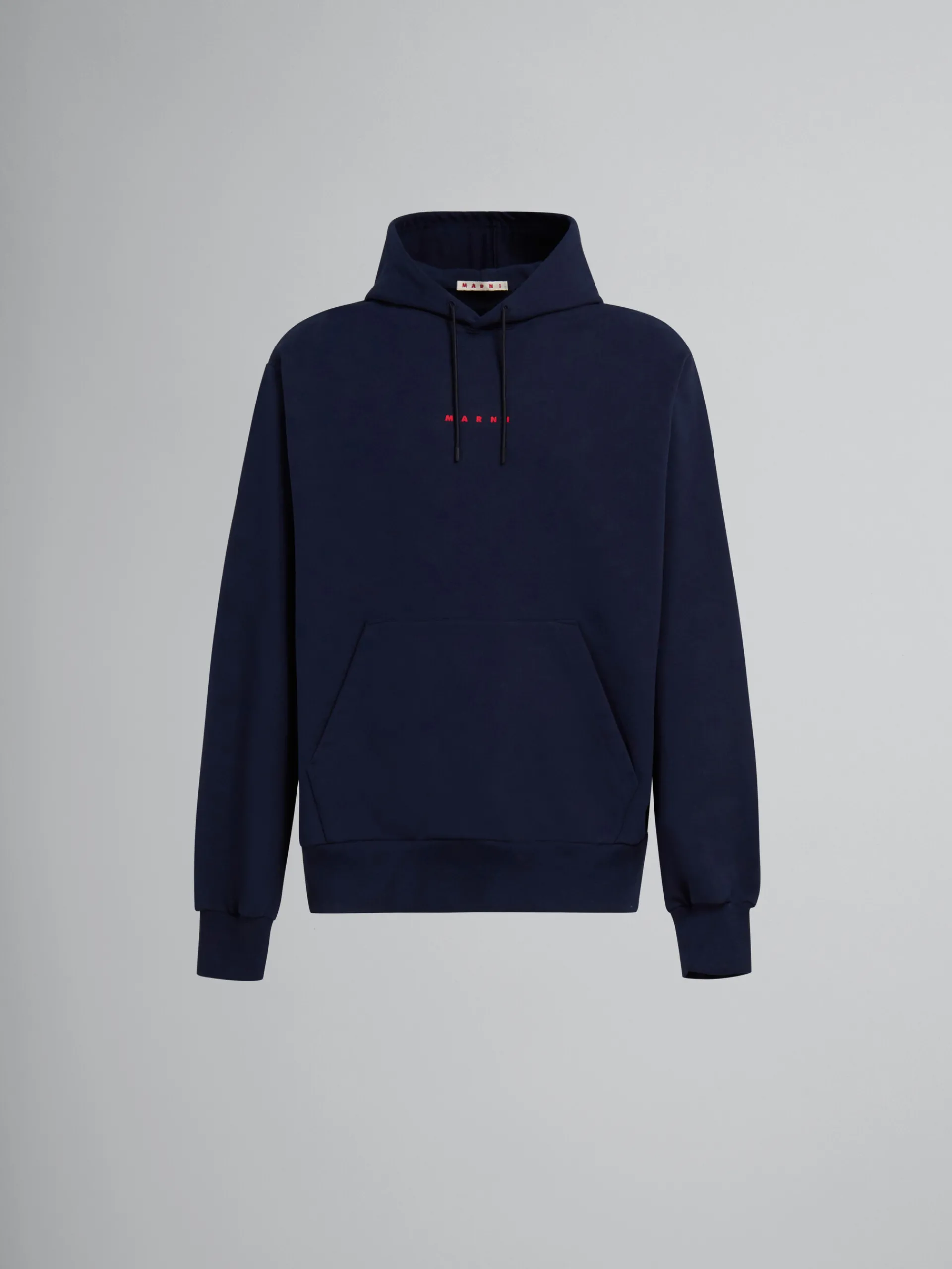 Sweatshirts>Marni Blue Organic Cotton Hoodie With Print BLUMARINE