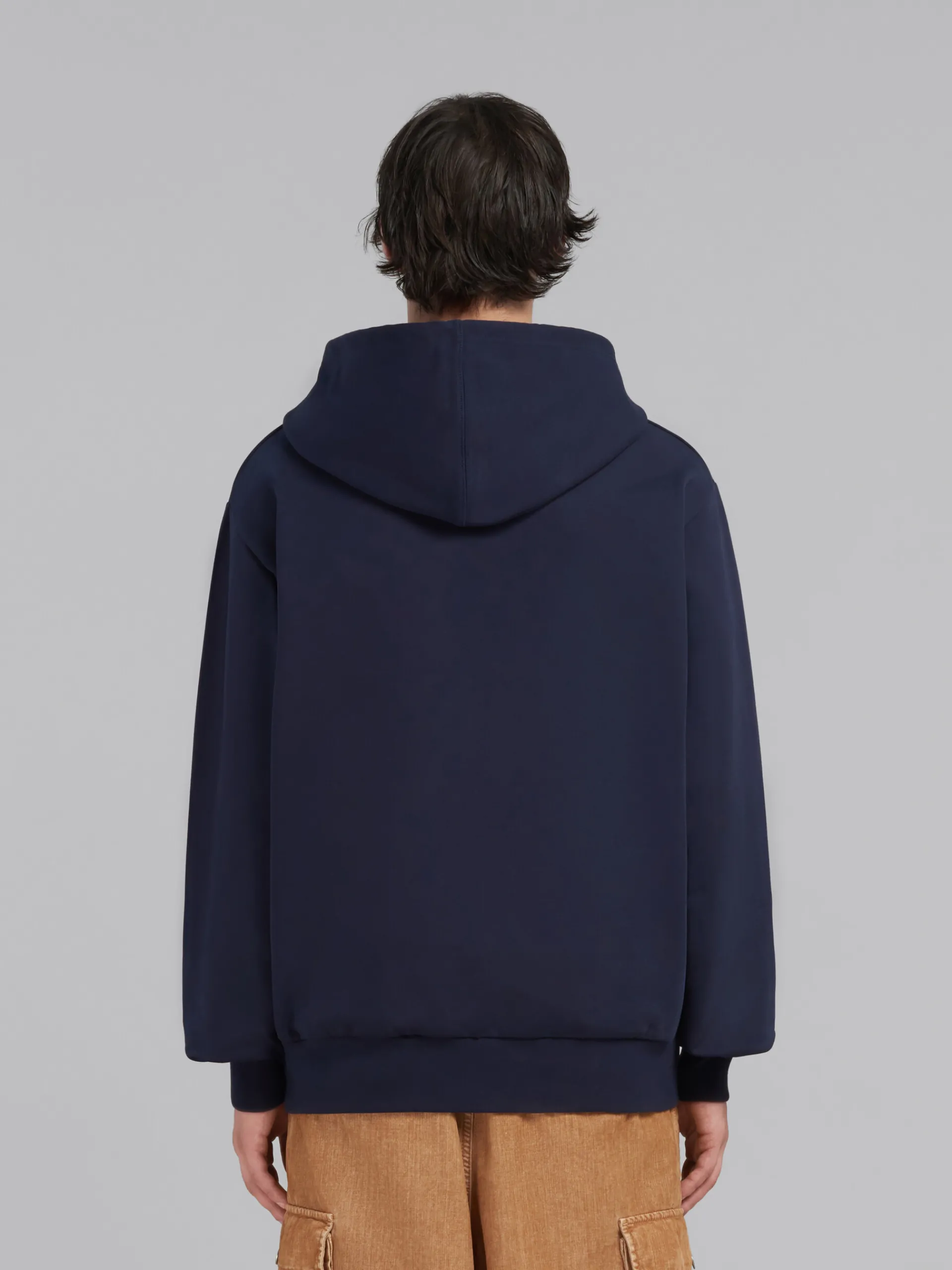 Sweatshirts>Marni Blue Organic Cotton Hoodie With Print BLUMARINE