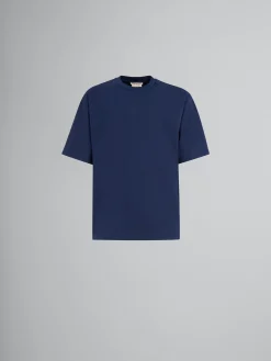 Tops & T-Shirts>Marni Blue Organic Cotton Oversized T-shirt With Patches BLUMARINE