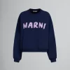Sweatshirts>Marni Blue Organic Cotton Sweatshirt With Print BLUE KYANITE