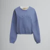 Sweatshirts>Marni Blue Organic Cotton Sweatshirt With Padded Logo SHADOW