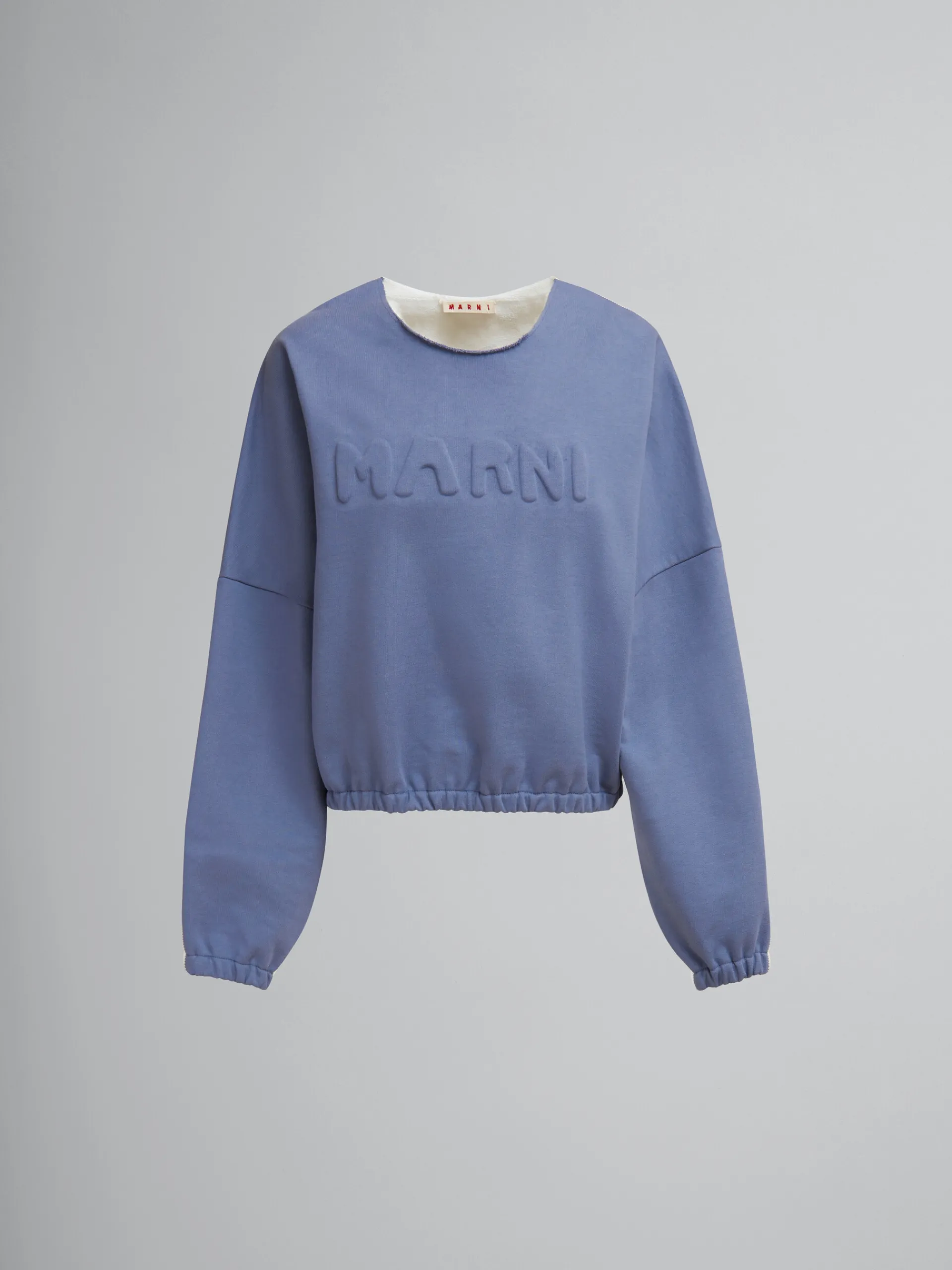 Sweatshirts>Marni Blue Organic Cotton Sweatshirt With Padded Logo SHADOW