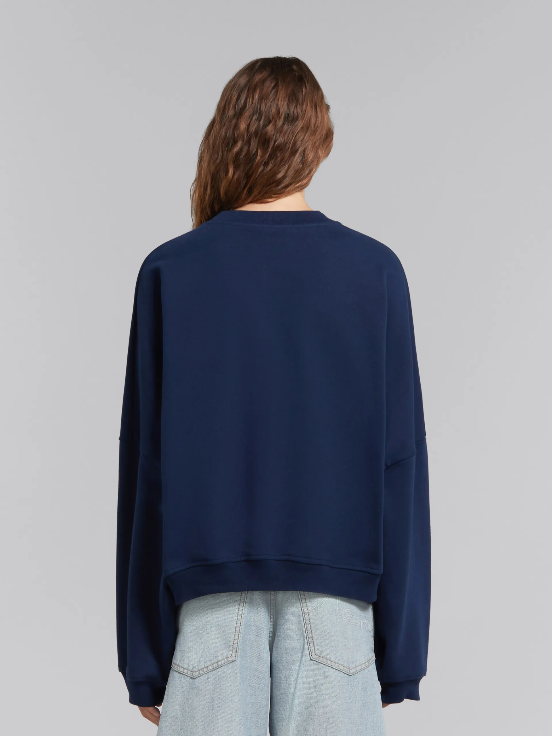 Sweatshirts>Marni Blue Organic Cotton Sweatshirt With Print BLUE KYANITE