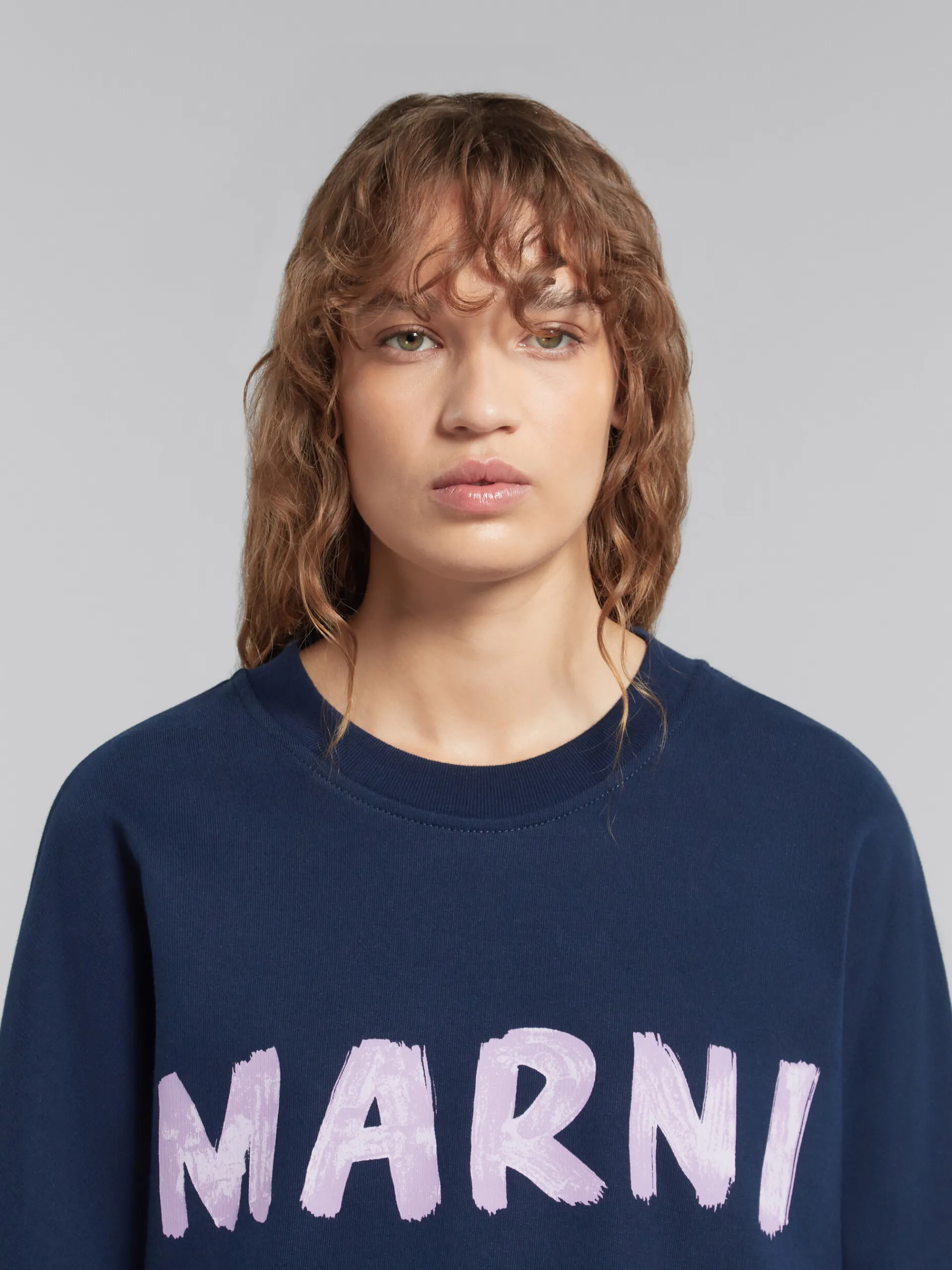 Sweatshirts>Marni Blue Organic Cotton Sweatshirt With Print BLUE KYANITE