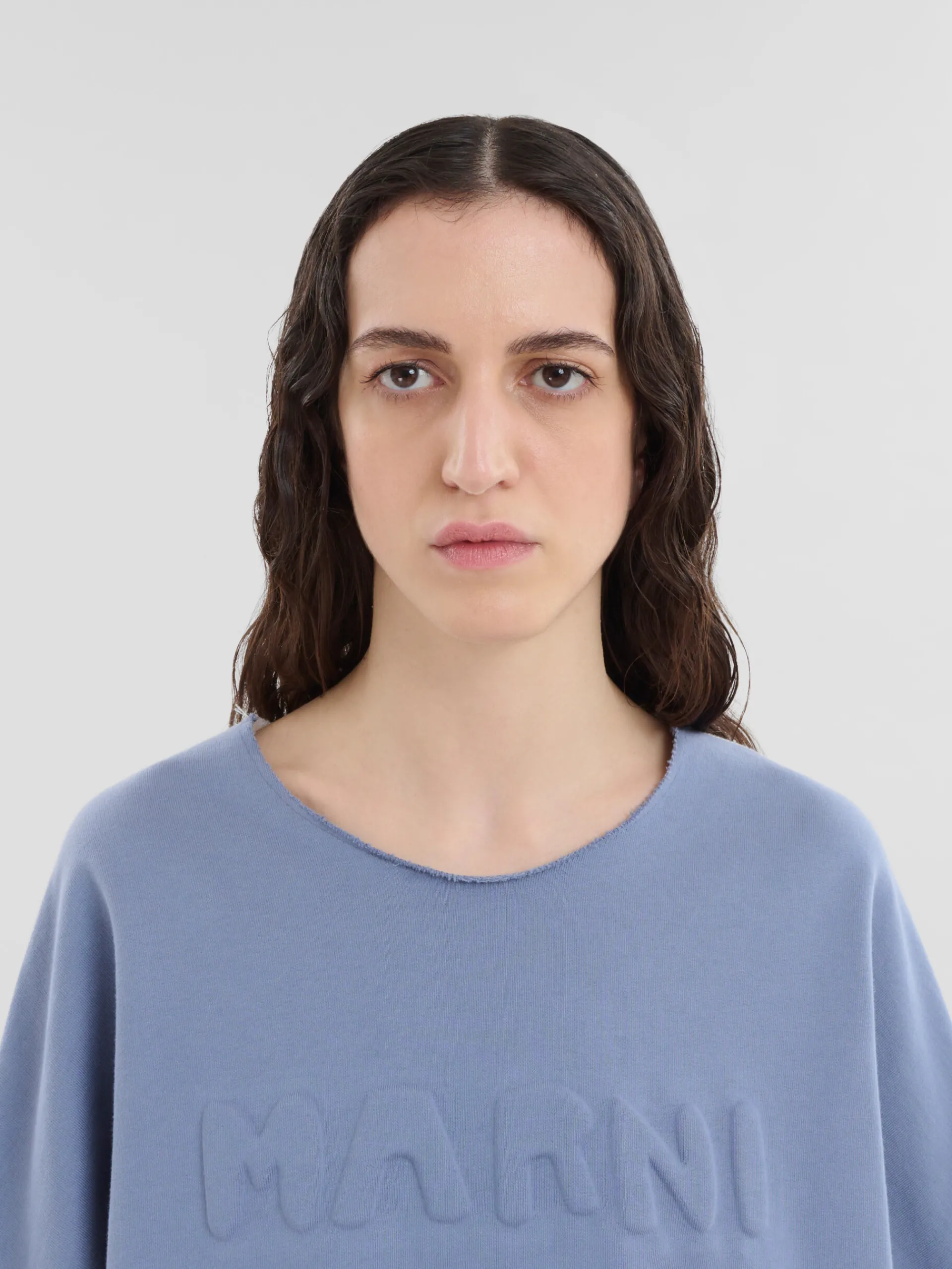 Sweatshirts>Marni Blue Organic Cotton Sweatshirt With Padded Logo SHADOW