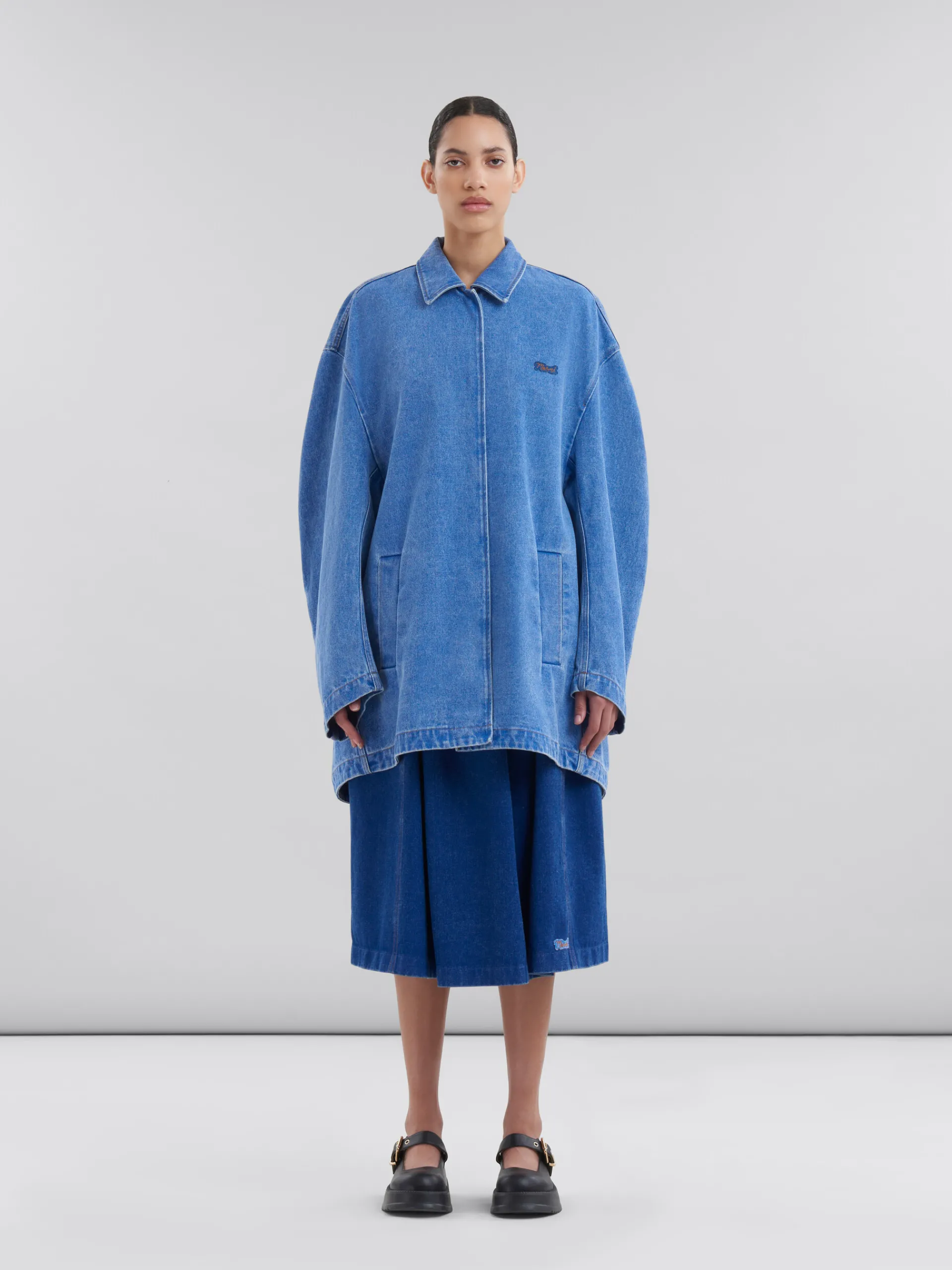 Denim | Coats & Jackets>Marni Blue Organic Denim Jacket With Logo Patch COBALT