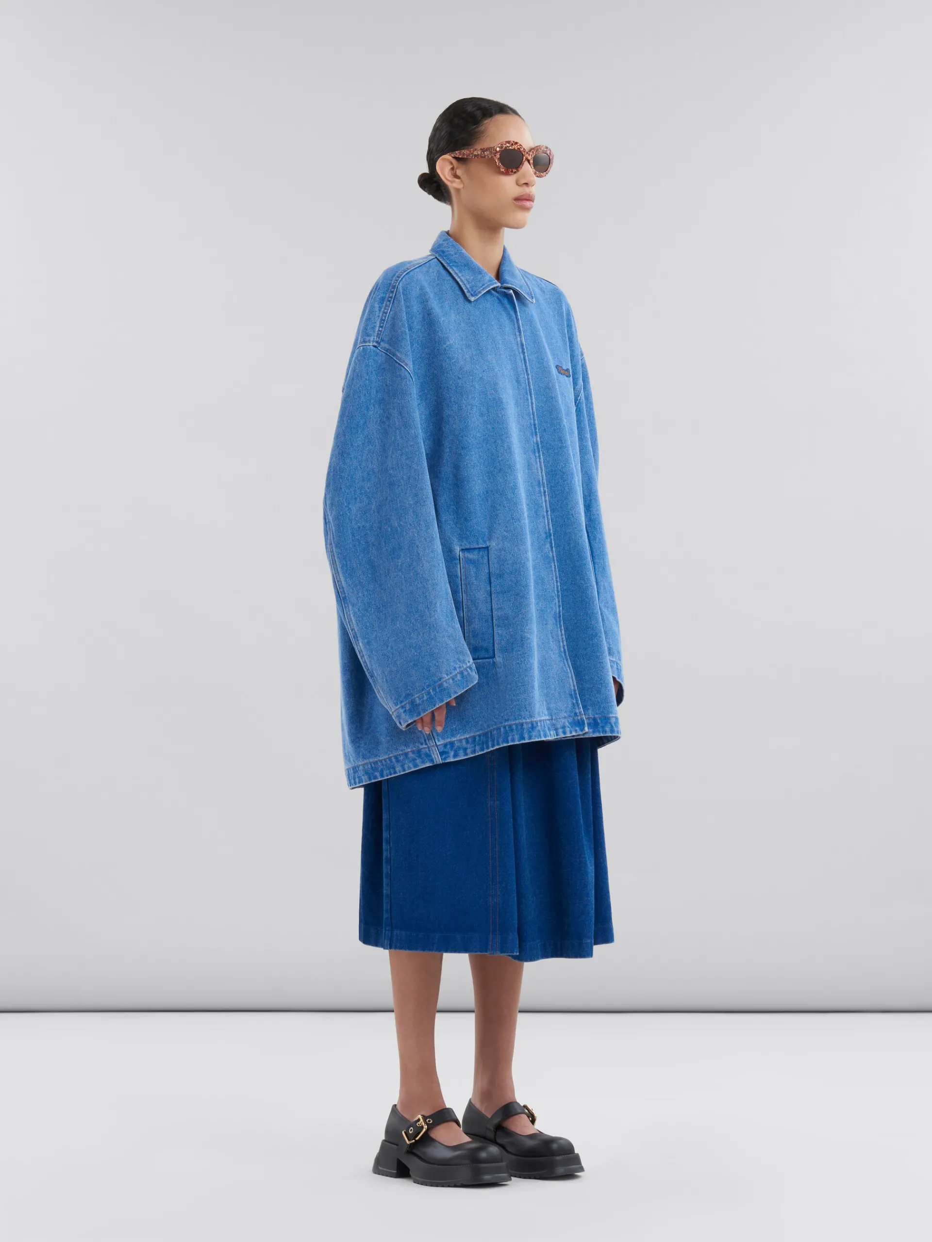 Denim | Coats & Jackets>Marni Blue Organic Denim Jacket With Logo Patch COBALT