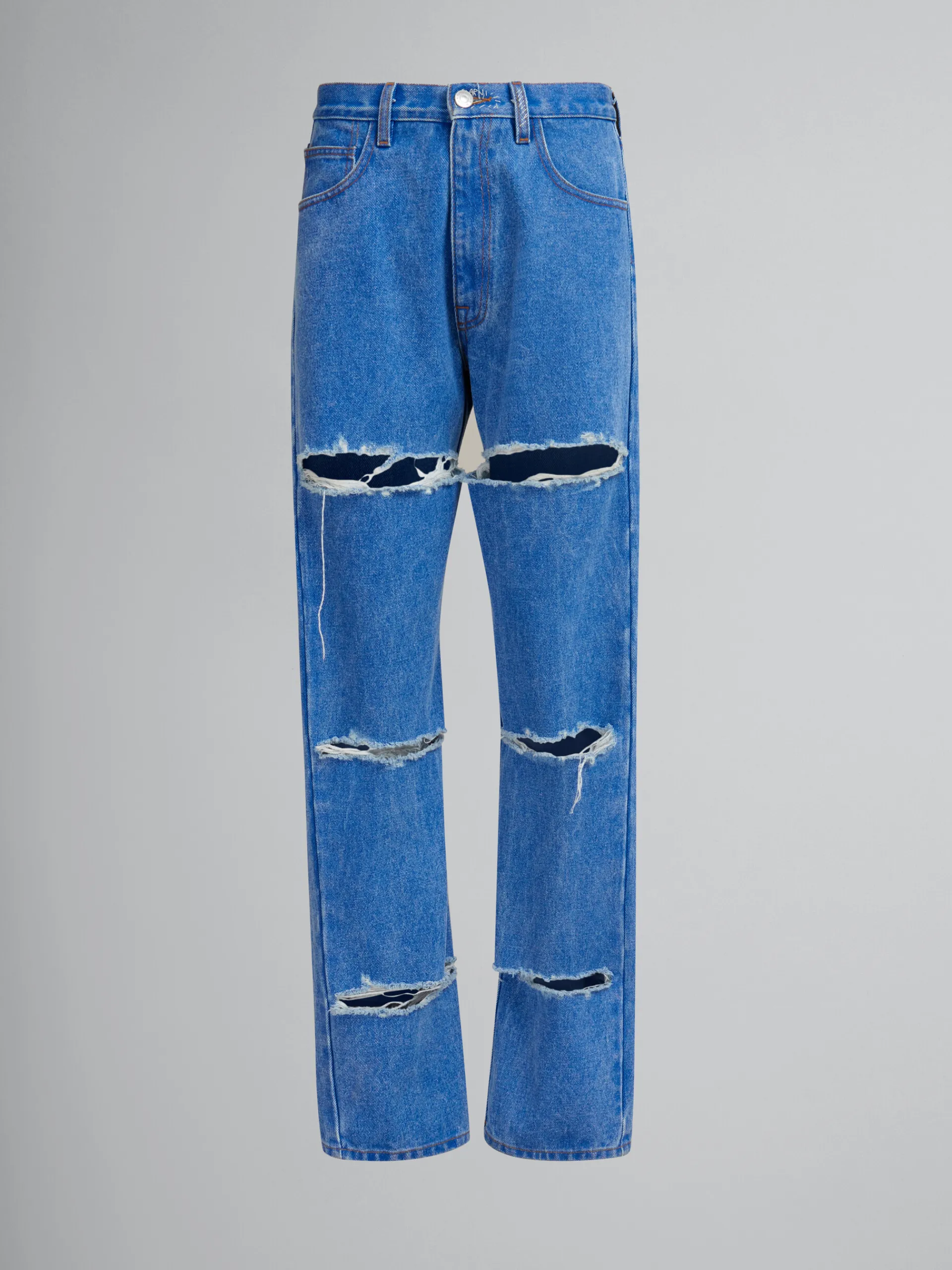 Denim | Pants>Marni Blue Organic Denim Slashed Boyfriend Jeans COBALT