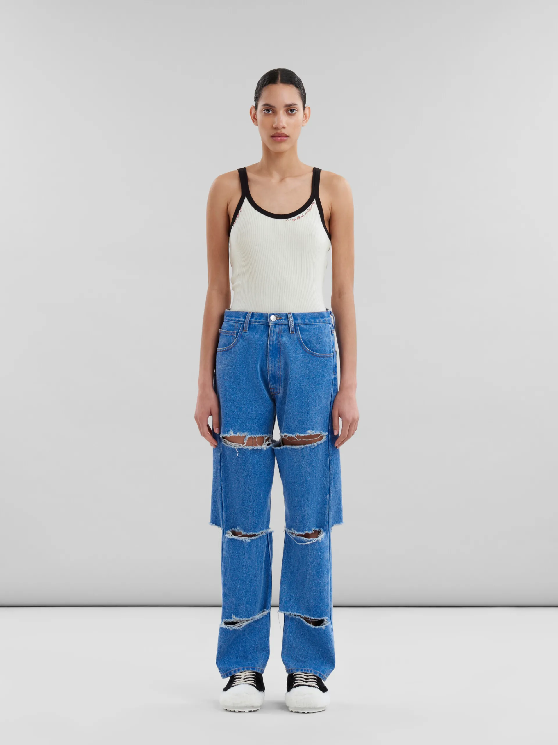 Denim | Pants>Marni Blue Organic Denim Slashed Boyfriend Jeans COBALT