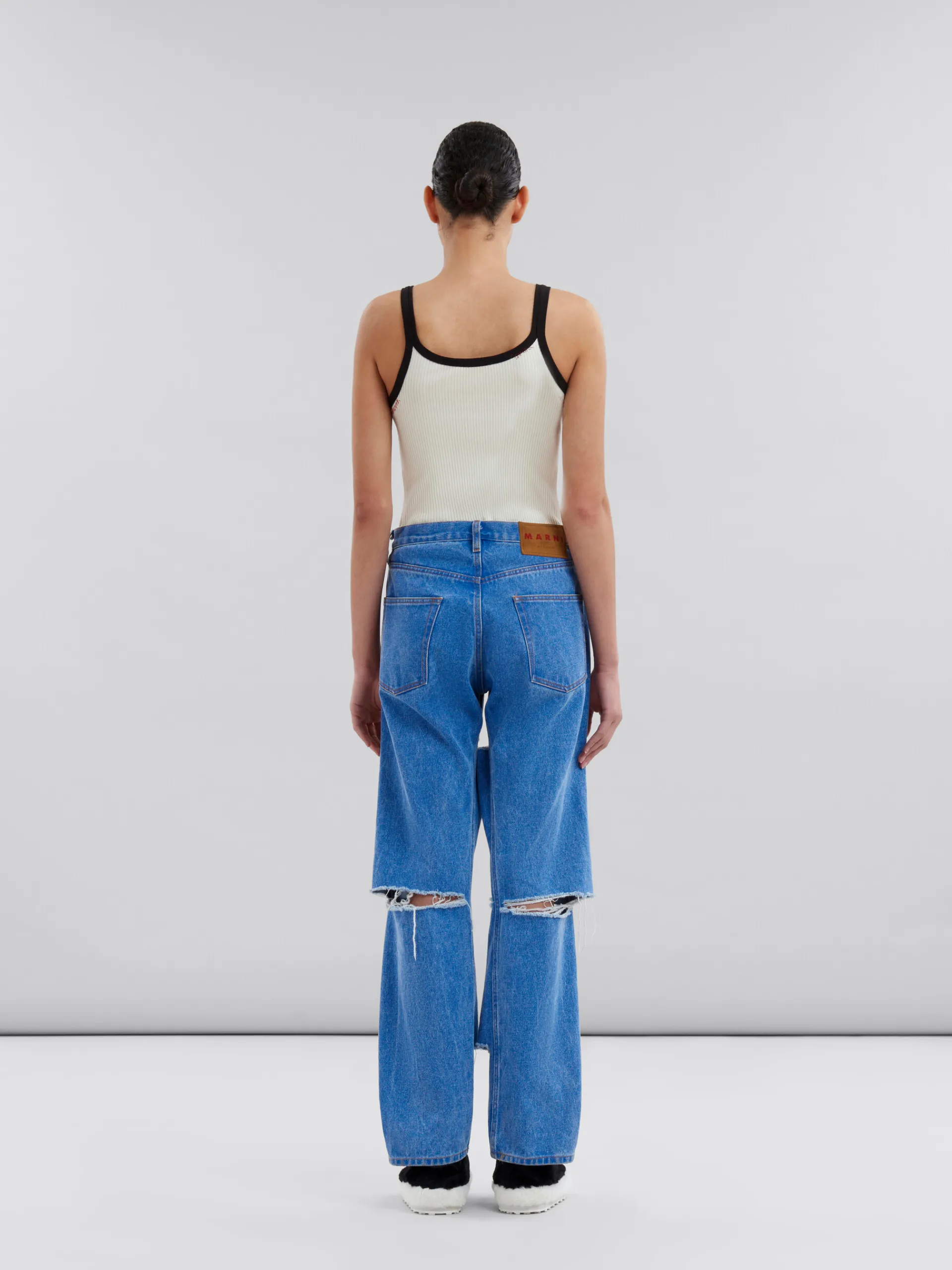 Denim | Pants>Marni Blue Organic Denim Slashed Boyfriend Jeans COBALT