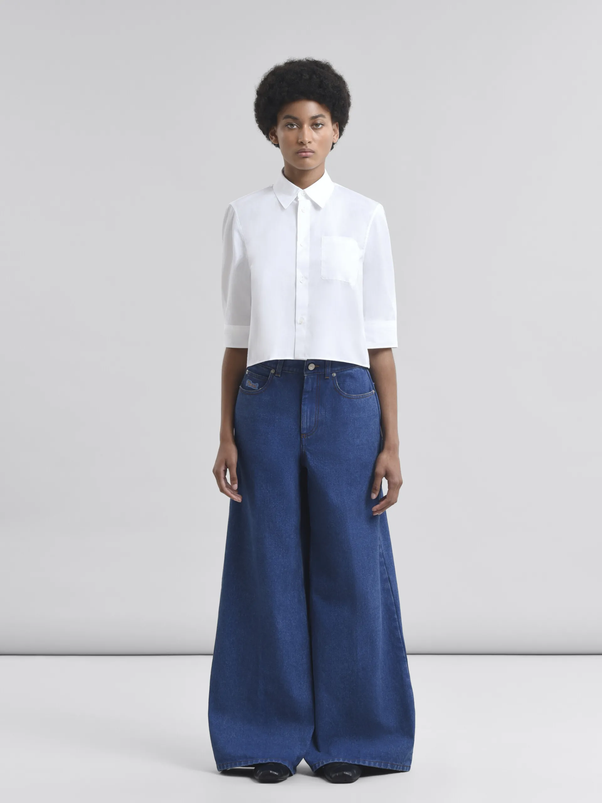 Pants>Marni Blue Organic Denim Wide-leg Jeans OCEAN