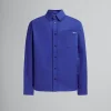 Matching Sets | Tops & T-Shirts>Marni Blue Organic Gabardine Shirt With Patch MAZARINEBLUE