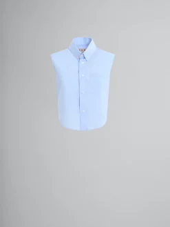 Tops & T-Shirts>Marni Blue Organic Poplin Cropped Shirt LIGHTBLUE